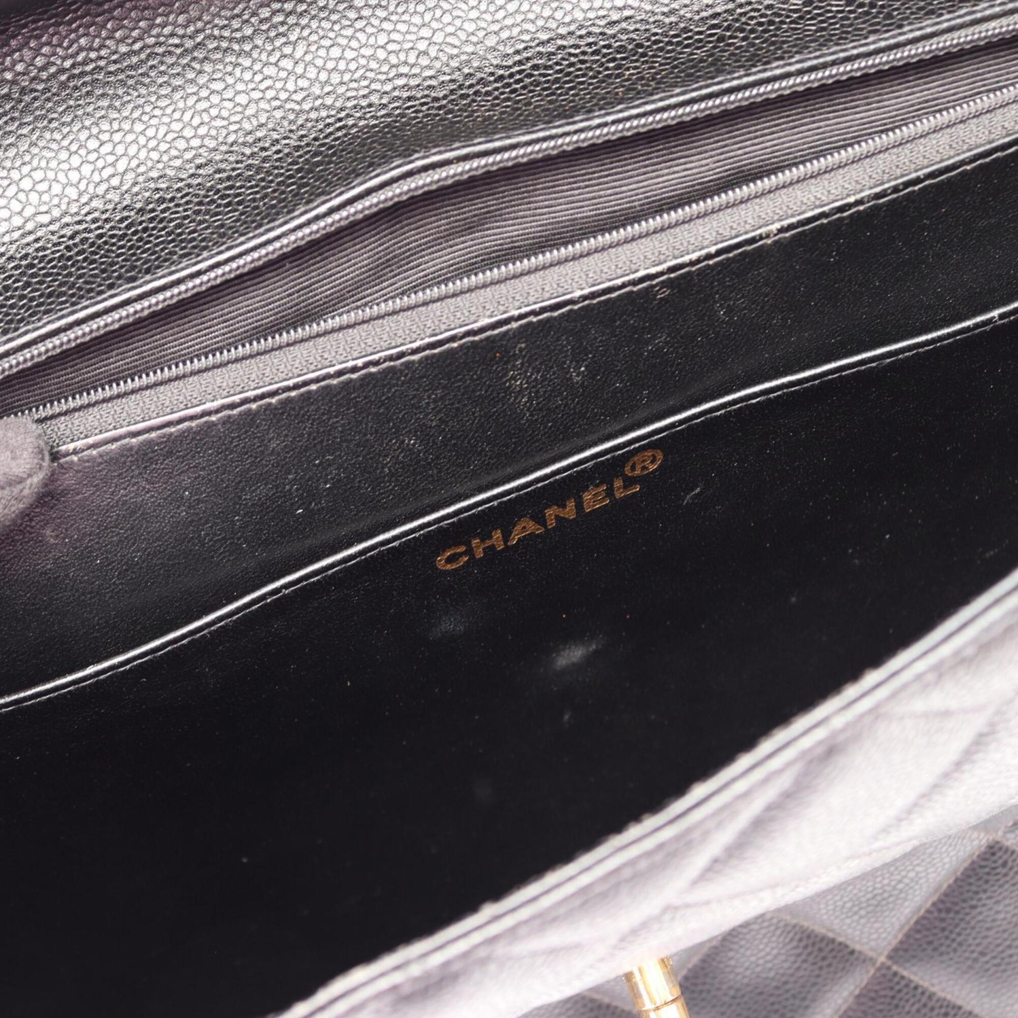 Chanel Black Grained Calfskin Briefcase Handbag (Pre-Owned)