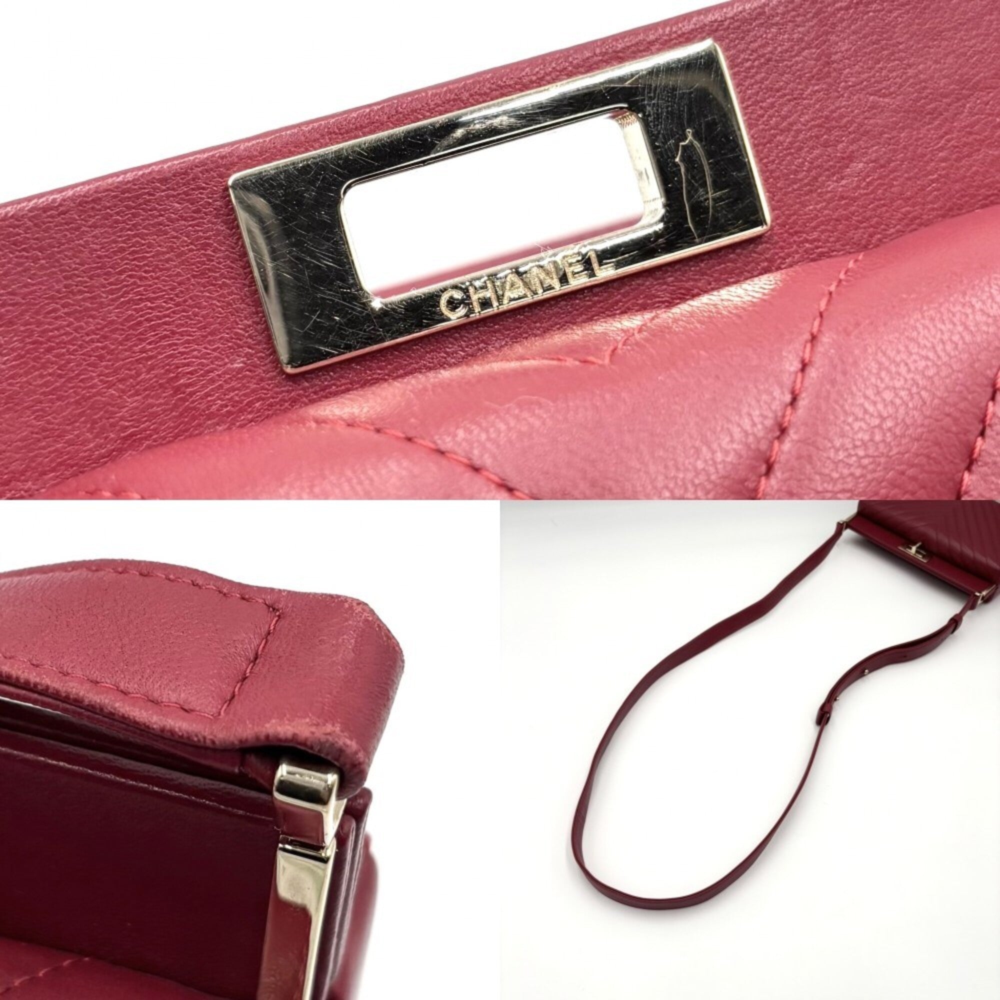Chanel Red Color Leather Shoulder Bag (Pre-Owned)