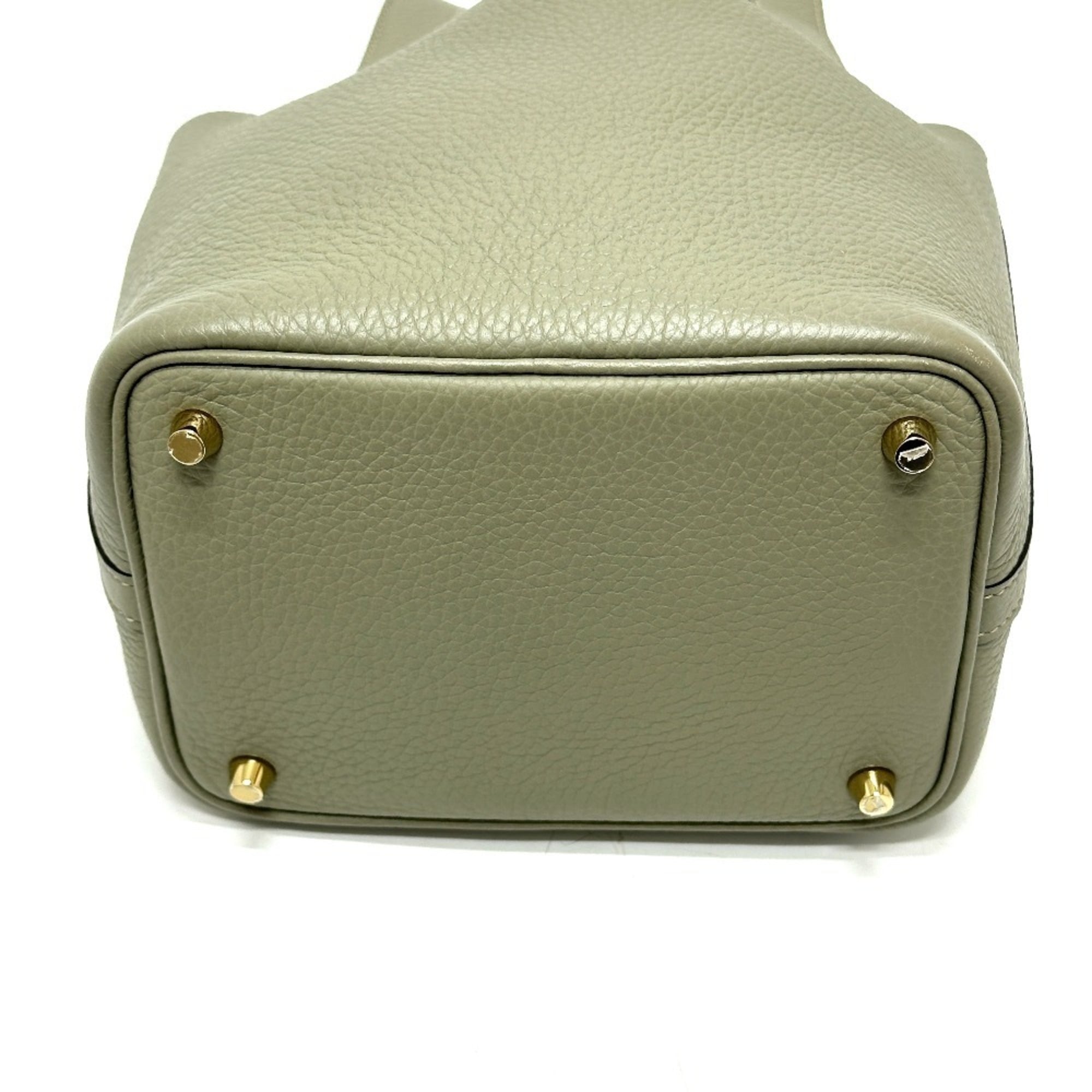 Hermes Picotin Gray Taurillon Clemence Leather Handbag (Pre-Owned)
