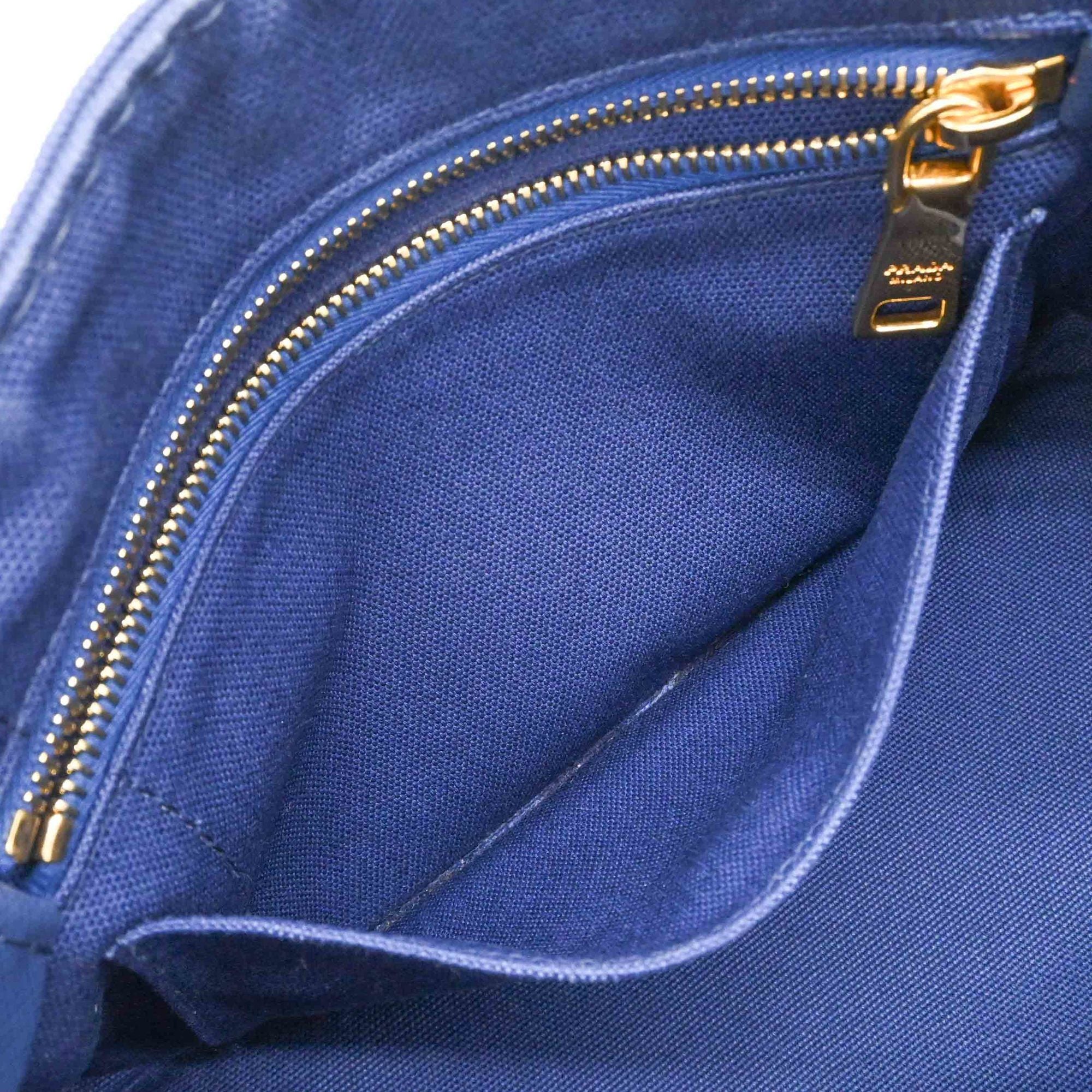 Prada Canapa Blue Canapa Handbag Tote Bag (Pre-Owned)