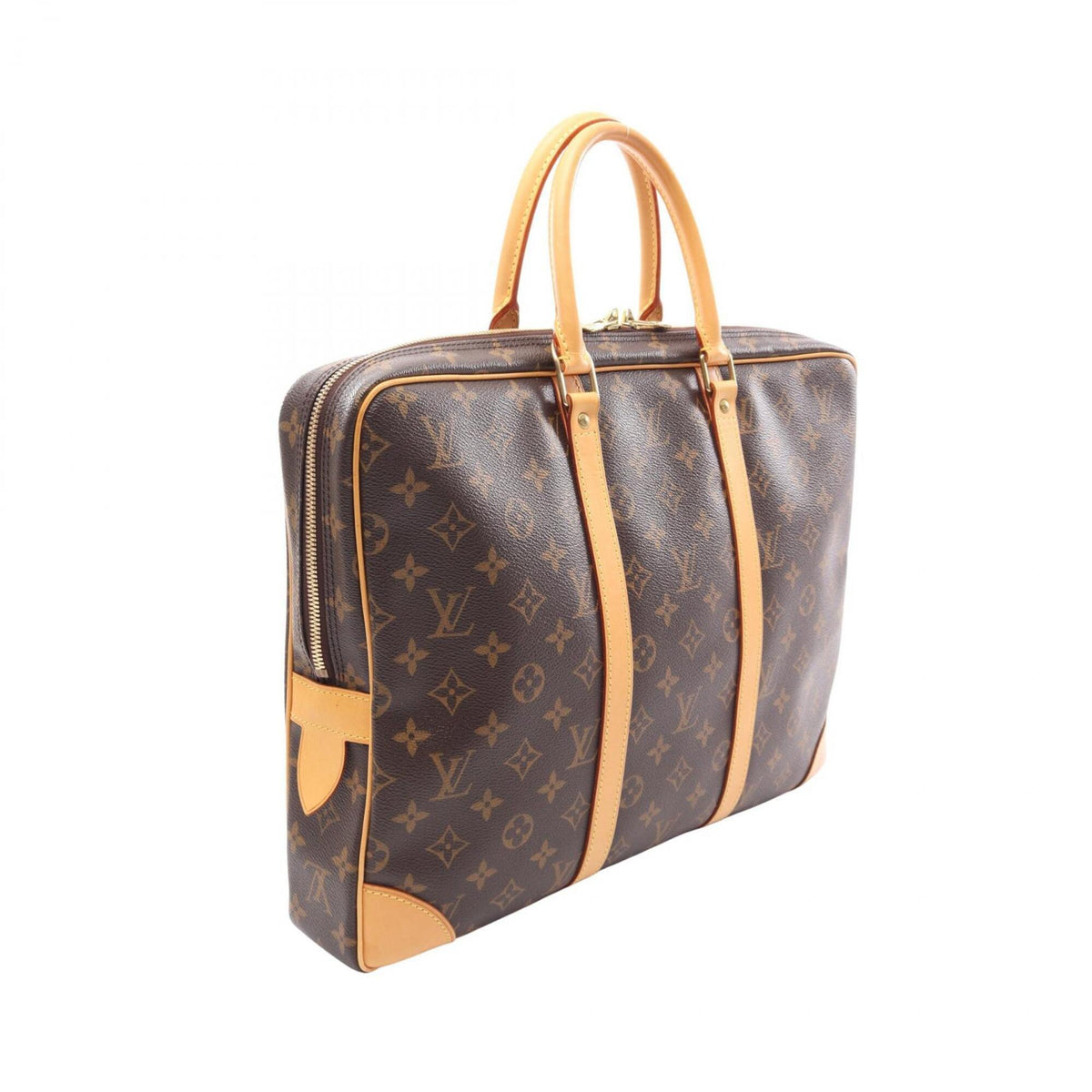 Louis Vuitton Brown Coated Canvas Leather Briefcase Handbag (Pre-Owned)