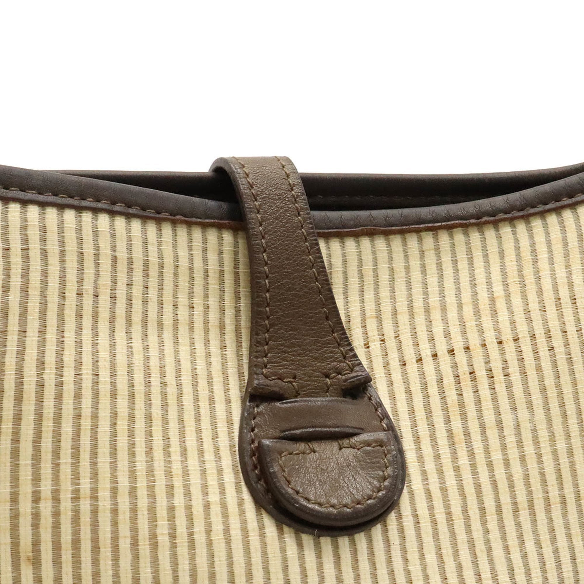 Hermes Beige Dark Brown Crinoline Leather Shoulder Bag (Pre-Owned)