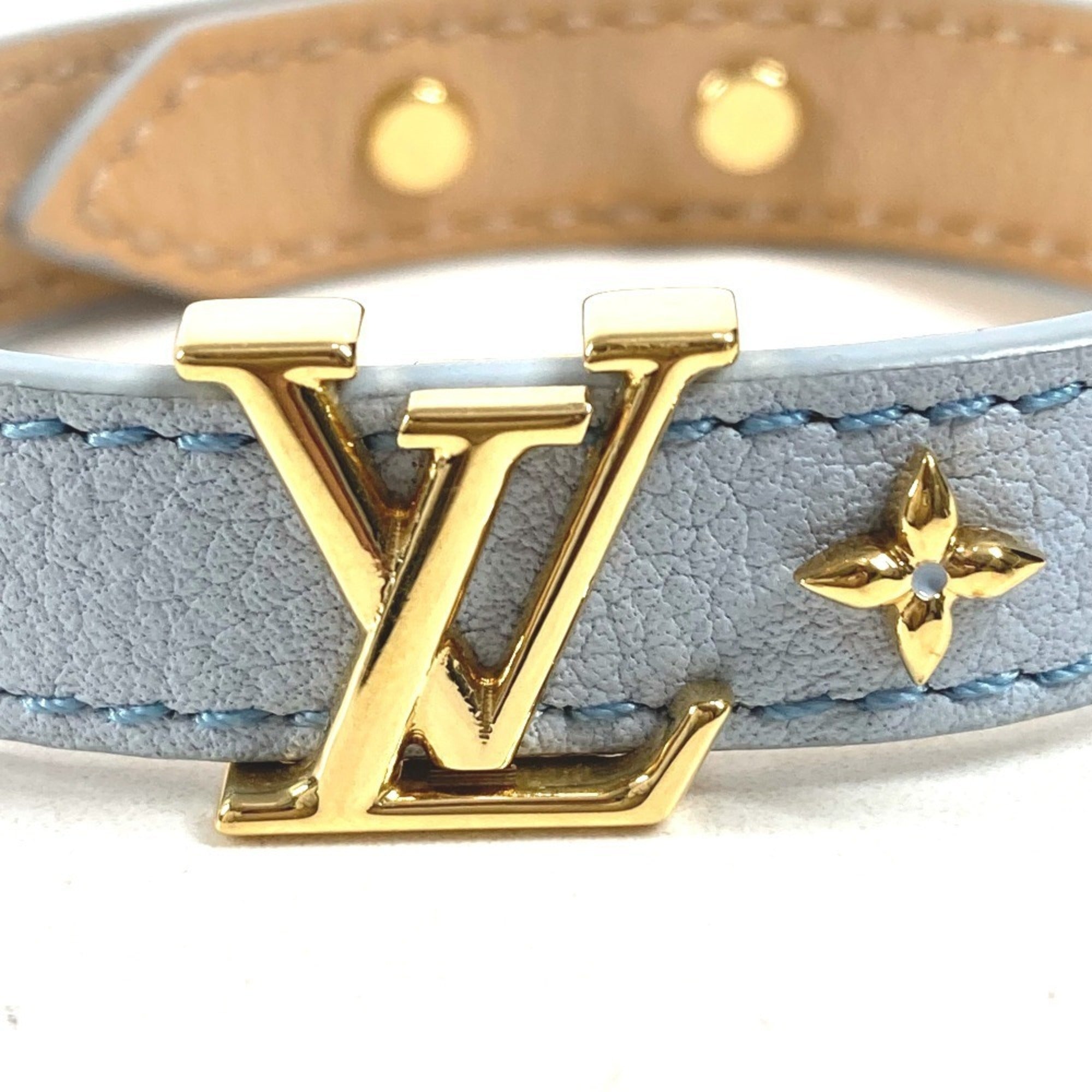 Louis Vuitton Light Blue Leather Charm Bracelet (Pre-Owned)