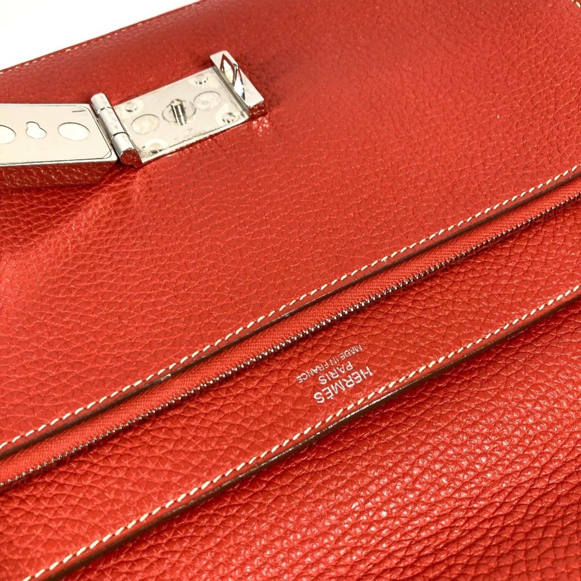 Hermes Brown Leather Clutch Bag Handbag Pochette Pouch (Pre-Owned)