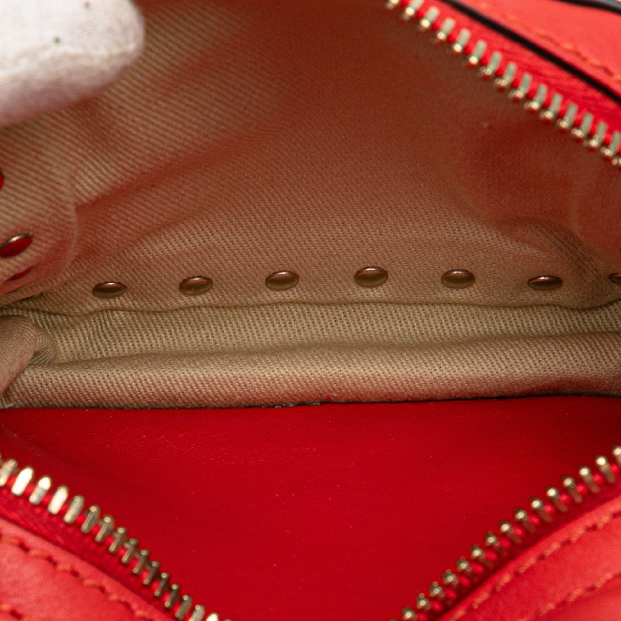Valentino Red Color Leather Backpack (Pre-Owned)