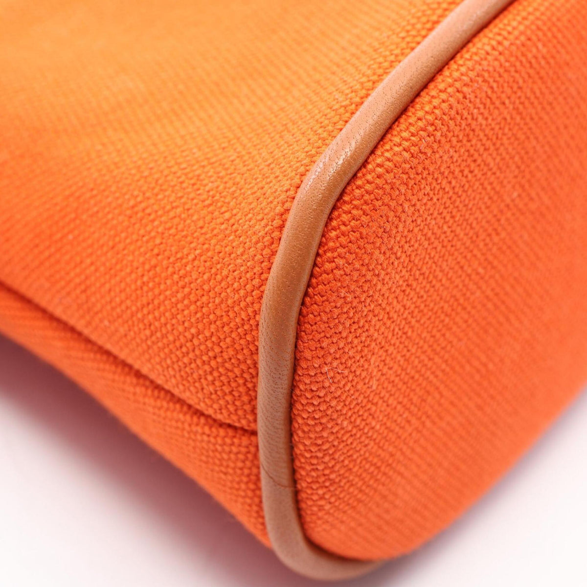 Hermes Feu Orange Canvas Leather Pouch (Pre-Owned)