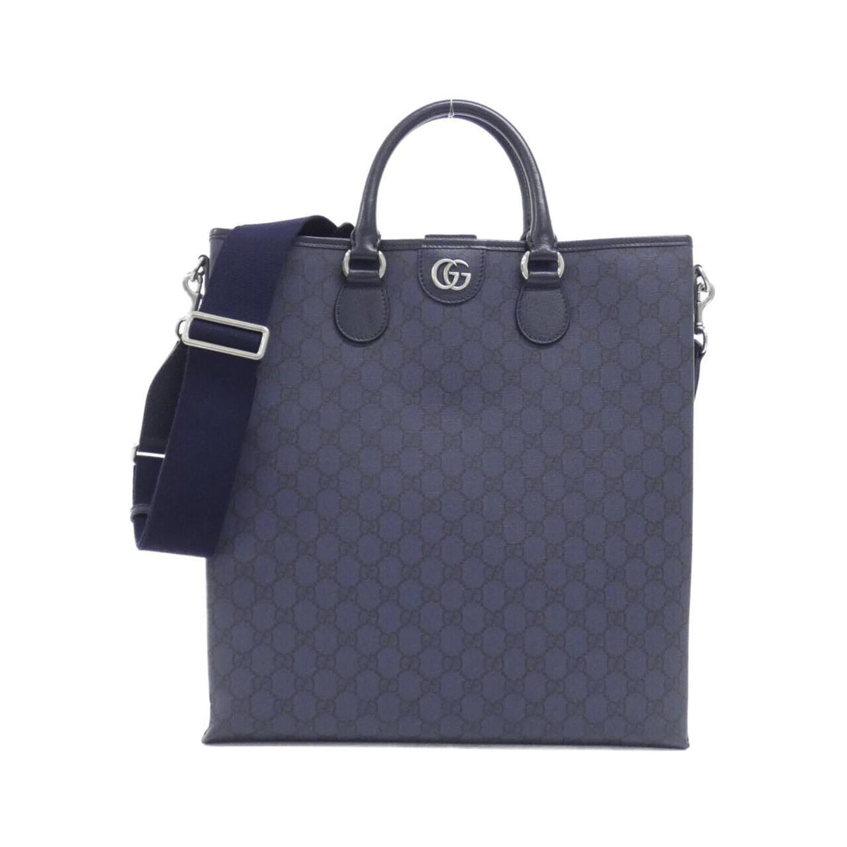 Gucci Black Navy Gg Supreme Canvas Handbag (Pre-Owned)