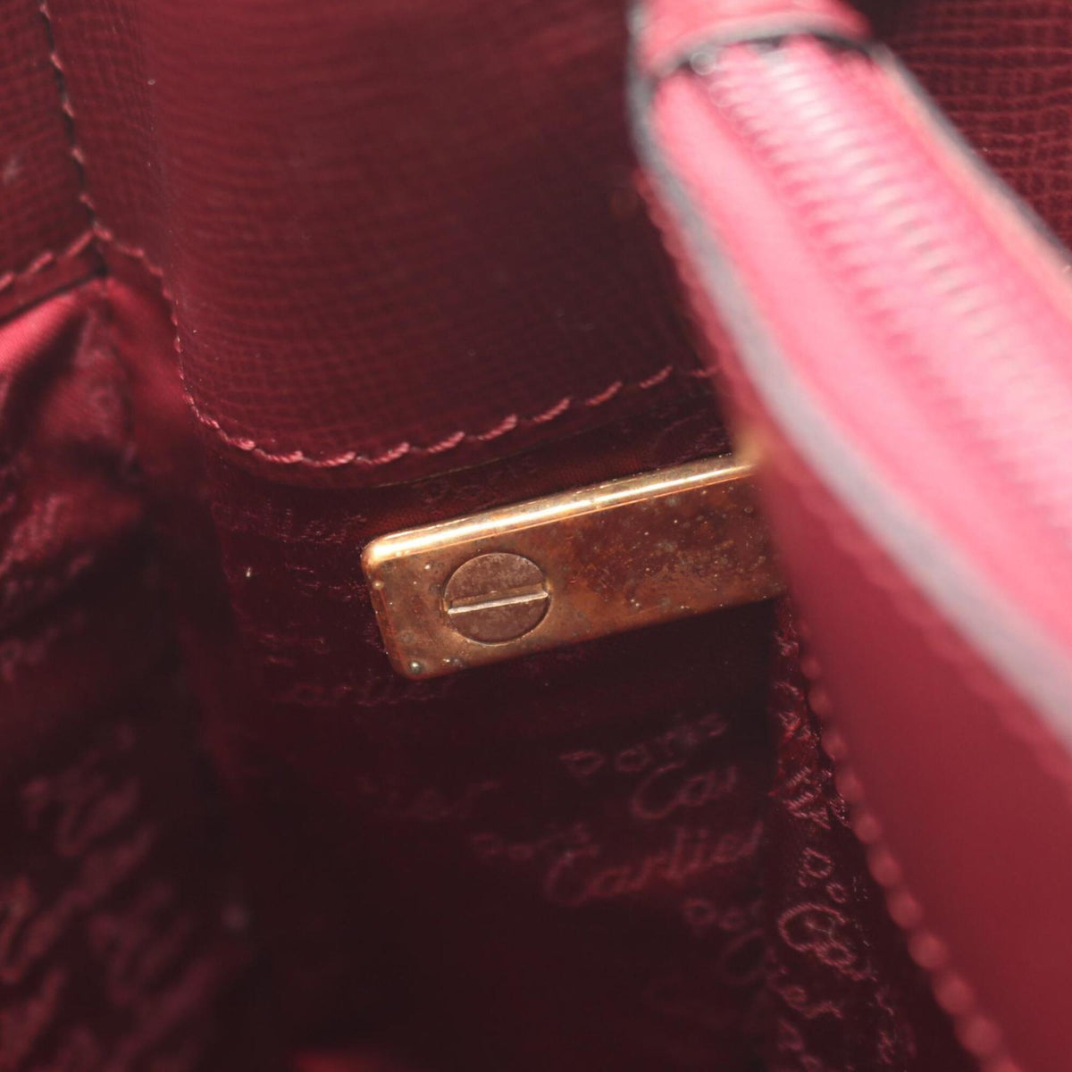 Cartier Bordeaux Leather Handbag Shoulder Bag (Pre-Owned)