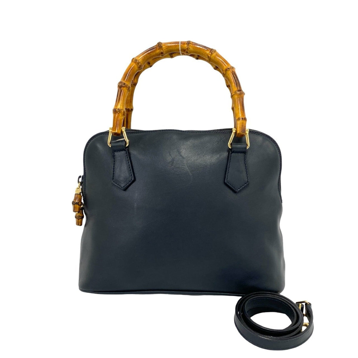 Gucci Navy Leather Handbag Shoulder Bag (Pre-Owned)