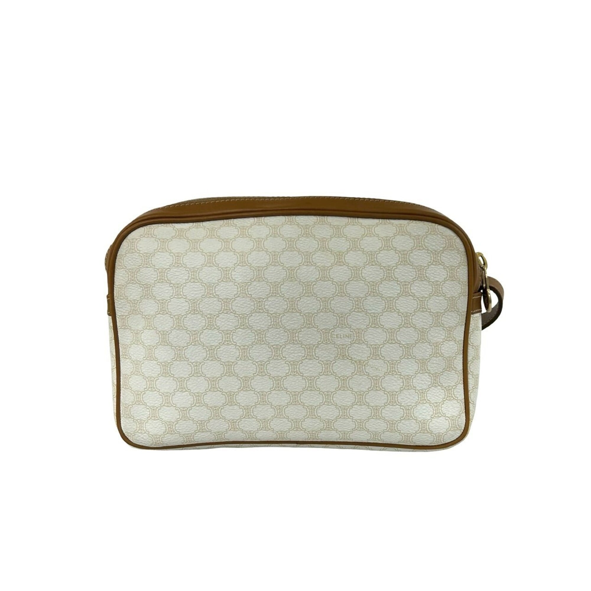 Celine Brown White Pvc Leather Pochette Shoulder Bag (Pre-Owned)