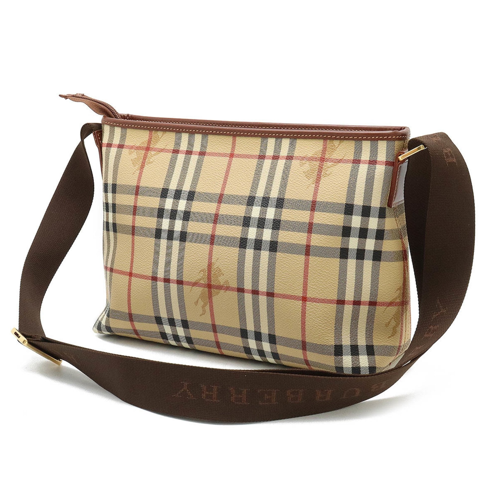 Burberry Beige Black Brown Red Color Pvc Leather Shoulder Bag (Pre-Owned)