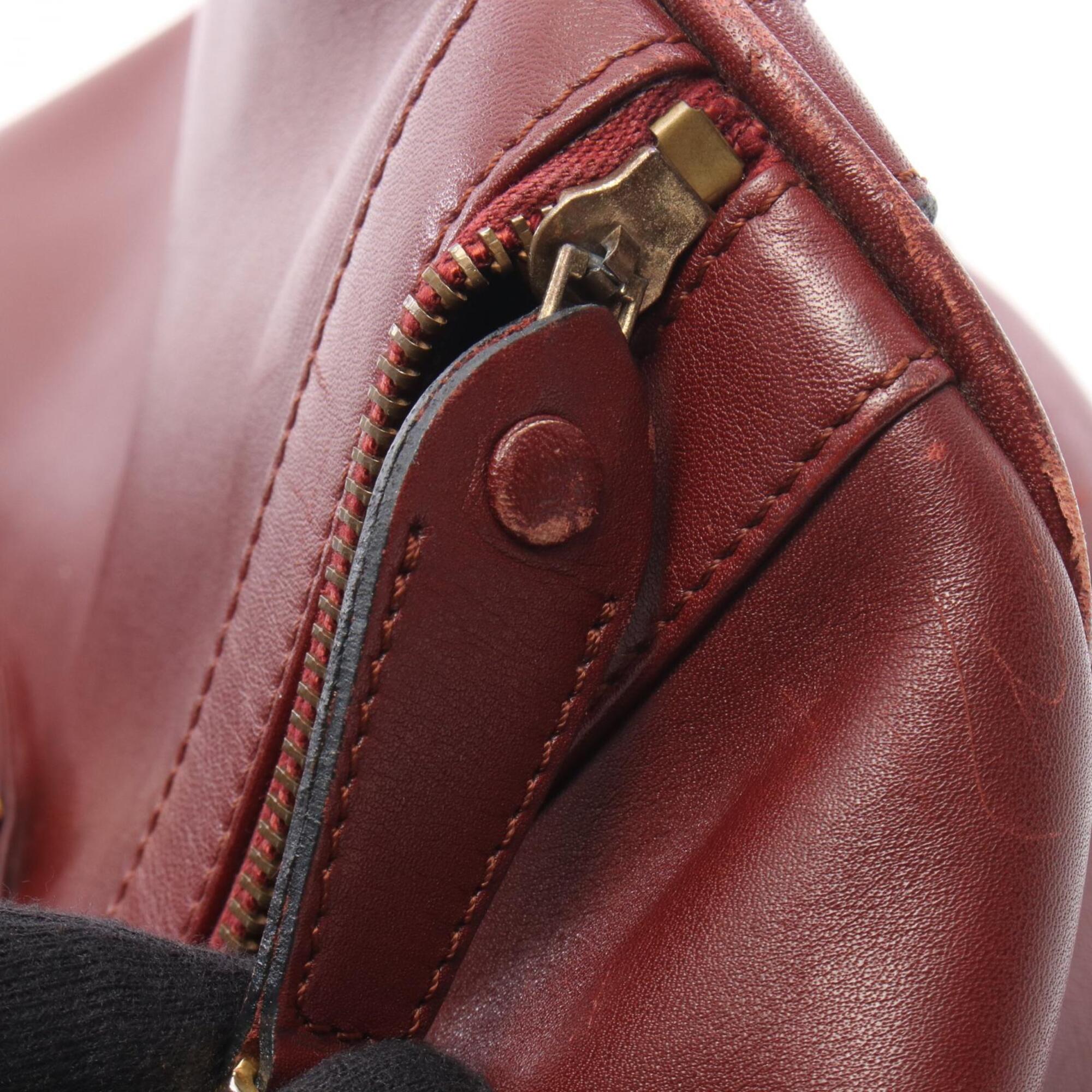 Cartier Bordeaux Leather Boston Bag Handbag (Pre-Owned)