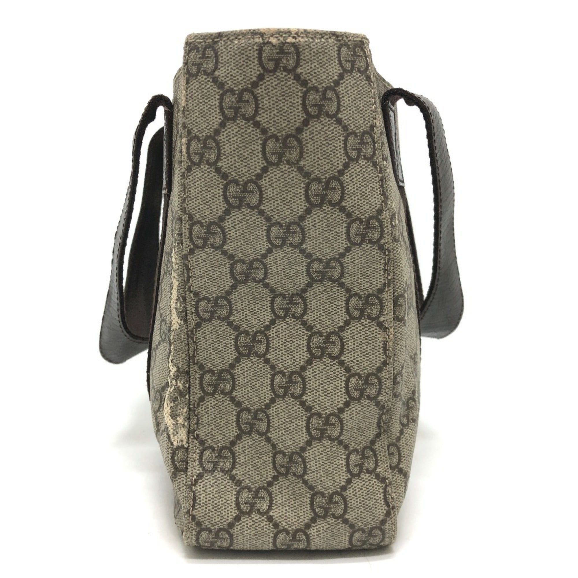Gucci Beige Dark Brown Gg Supreme Canvas Handbag Tote Bag (Pre-Owned)