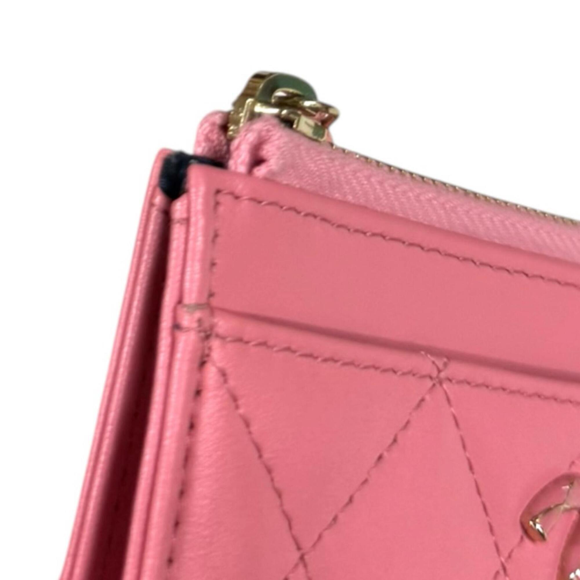 Chanel Matelasse Pink Leather Coin Purse/Coin Case (Pre-Owned)