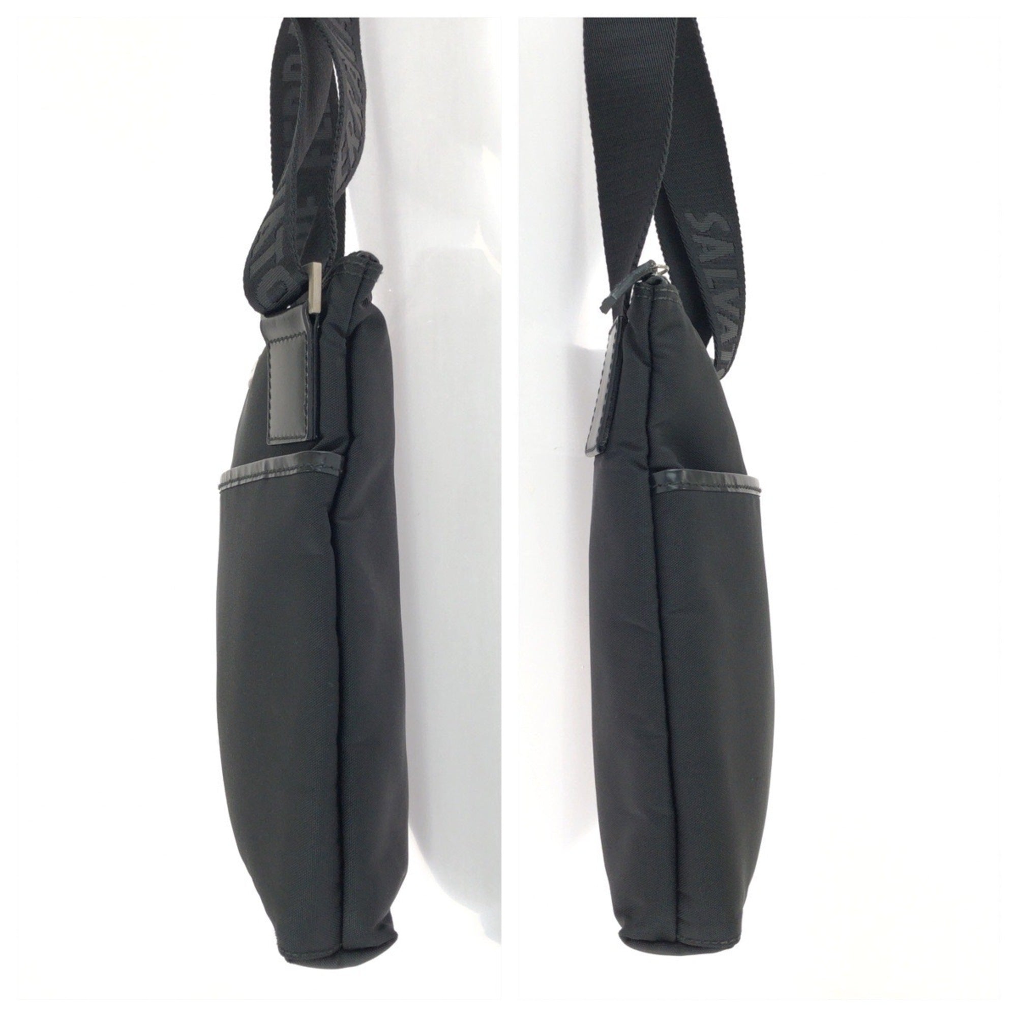 Salvatore Ferragamo Black Nylon Leather Shoulder Bag (Pre-Owned)