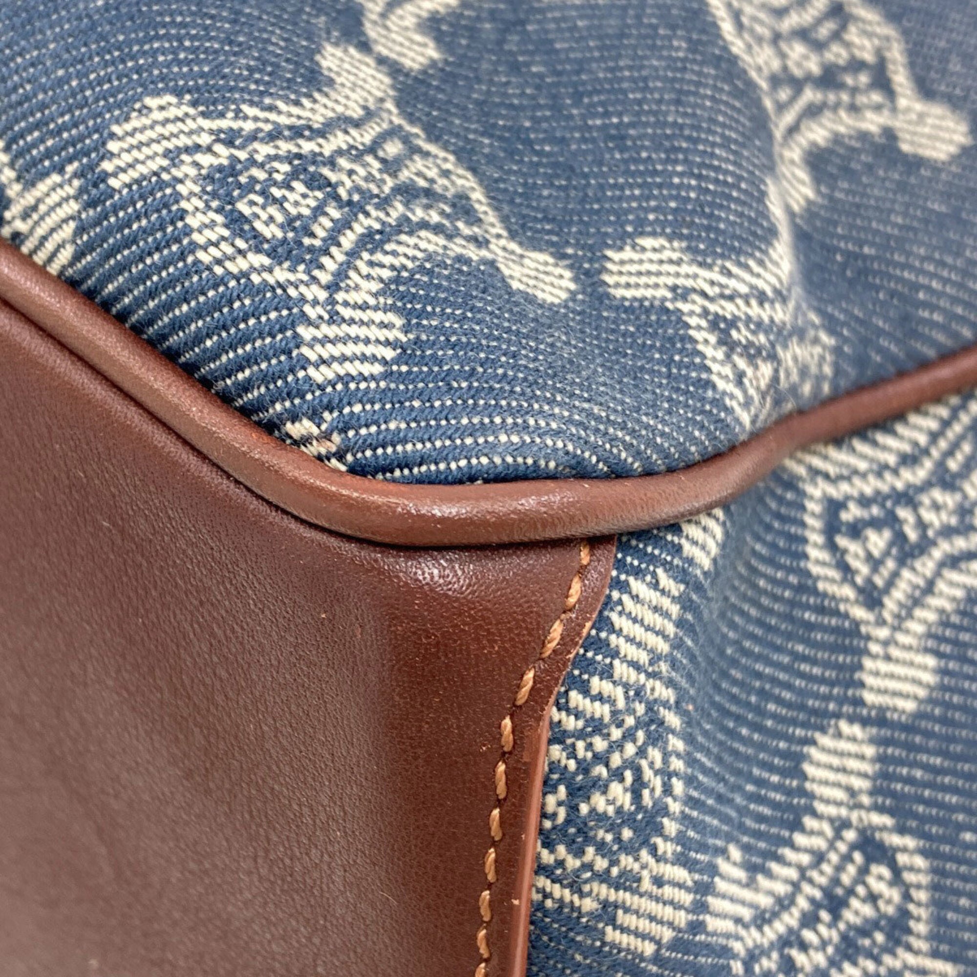 Celine Brown Dark Blue Denim Leather Handbag (Pre-Owned)