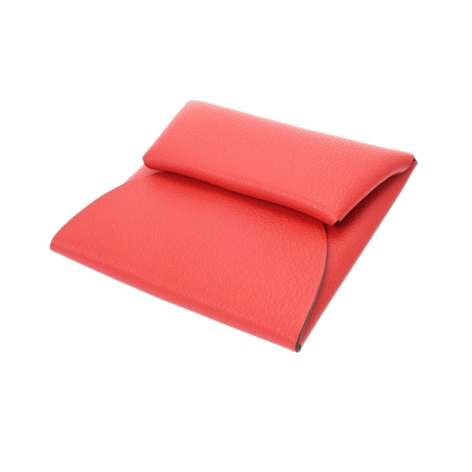 Hermes Red Color Evercalf Leather Coin Purse/Coin Case (Pre-Owned)