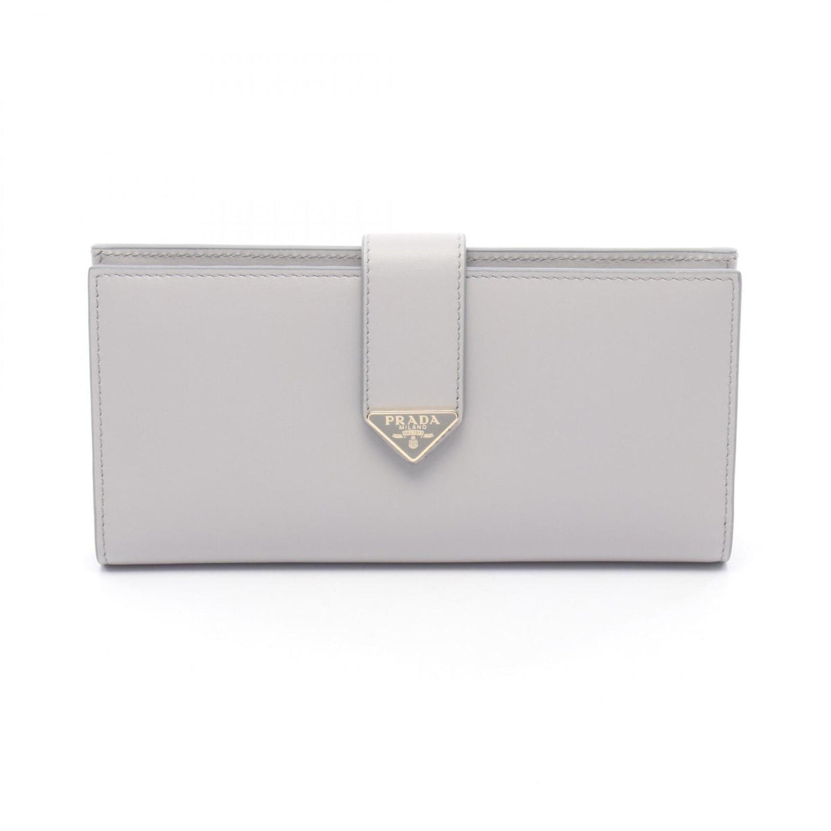 Prada Gray Leather Long Wallet (Bi-Fold) (Pre-Owned)