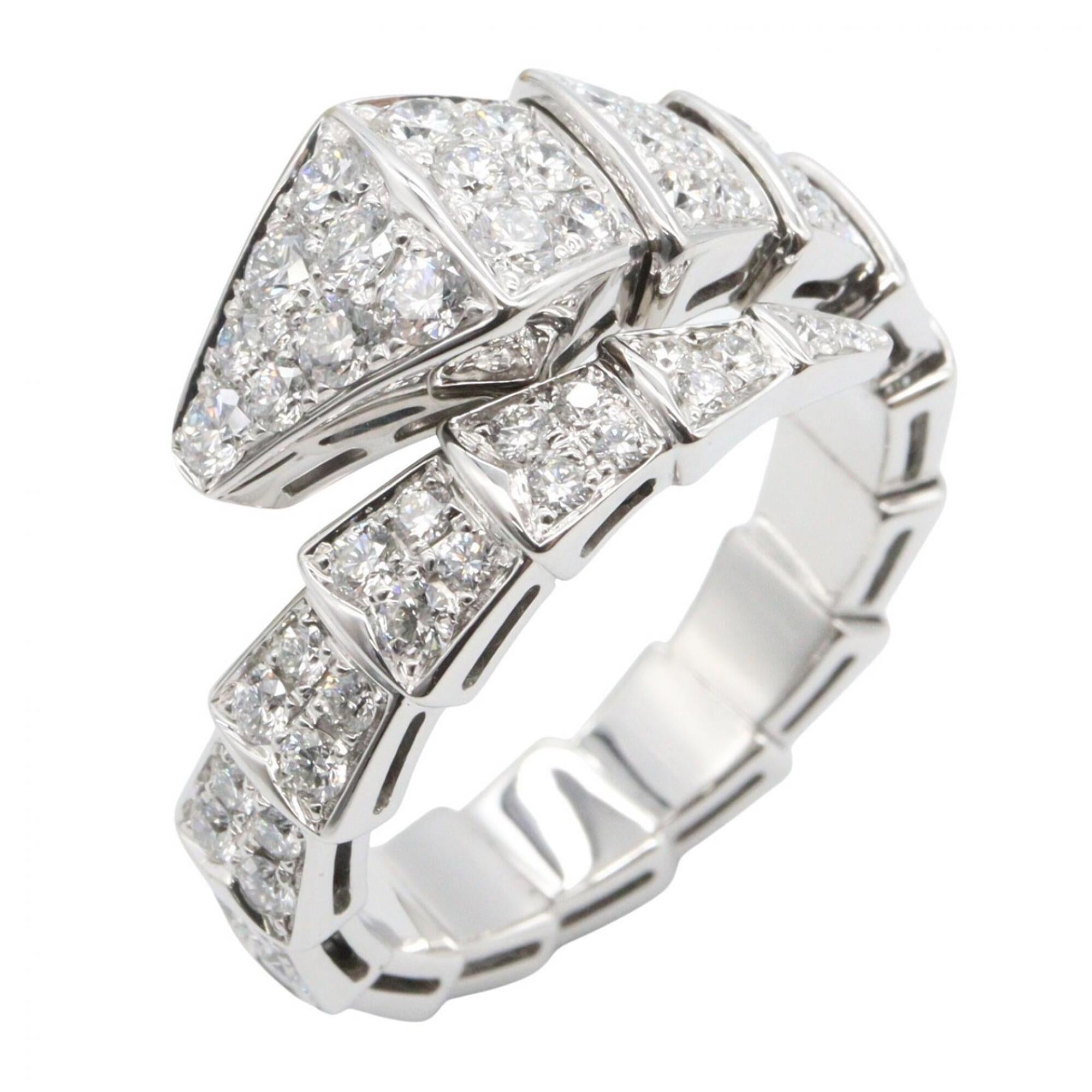 Bvlgari Silver Clear White Gold (18K) Band Ring (Pre-Owned)
