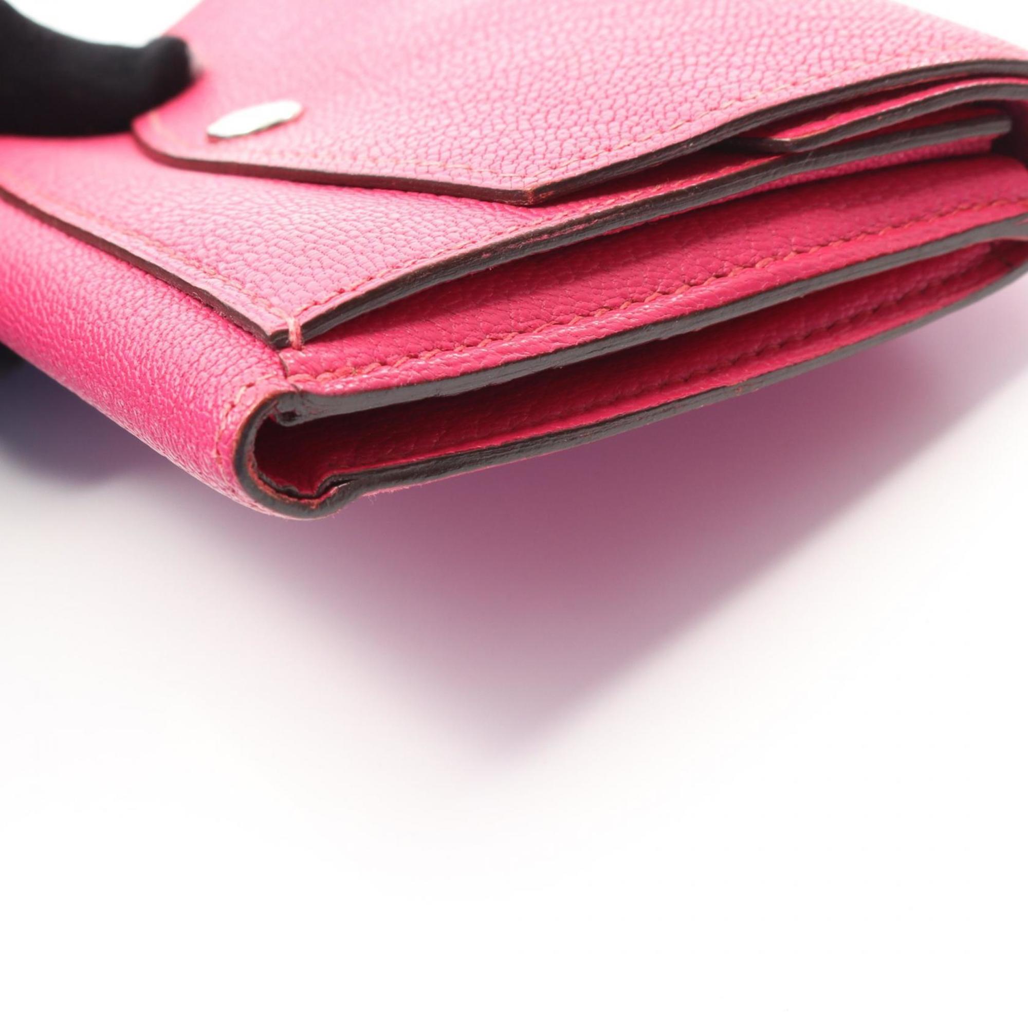 Hermes Pink Chevre Leather Wallet (Tri-Fold) (Pre-Owned)