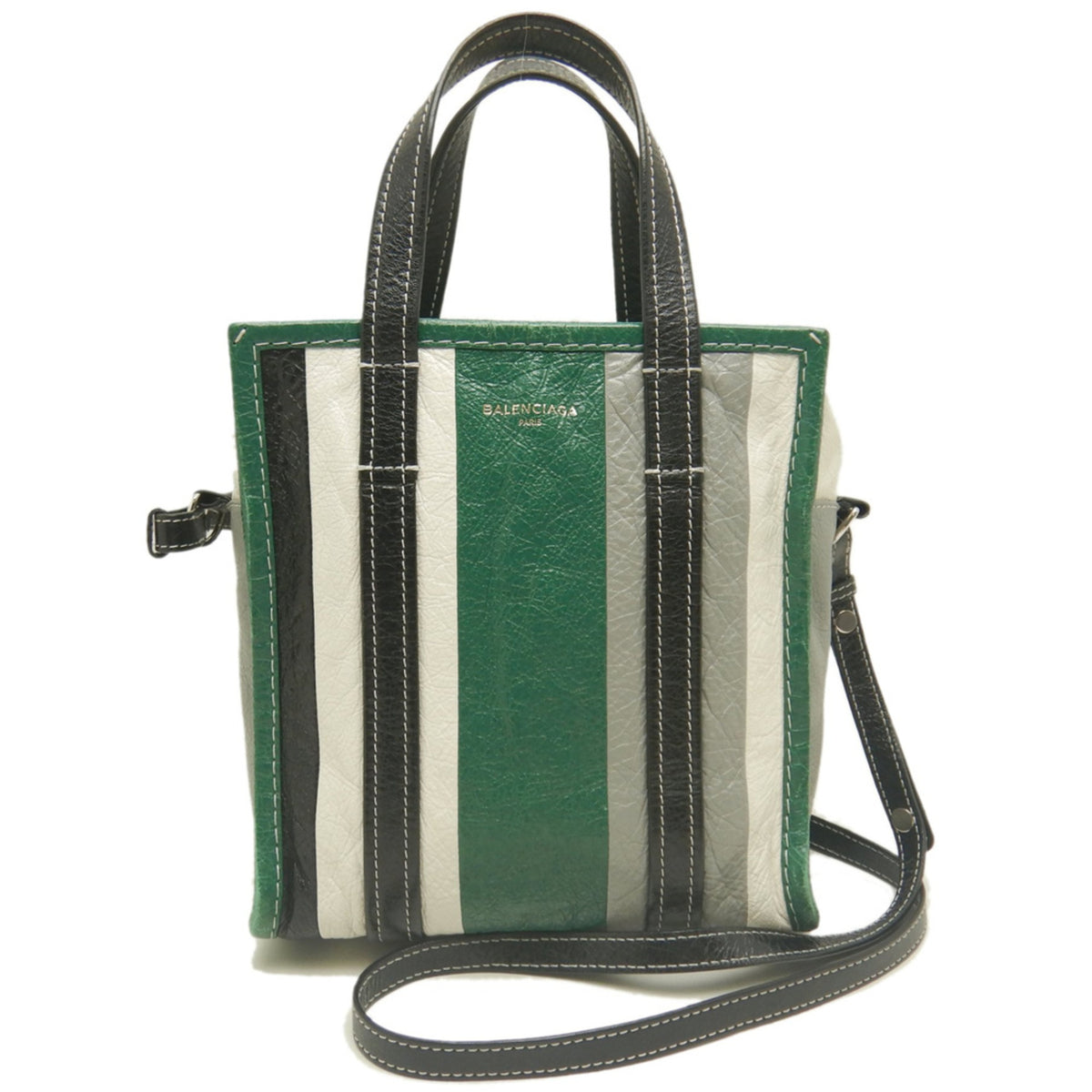 Balenciaga Black Green Leather Tote Bag (Pre-Owned)
