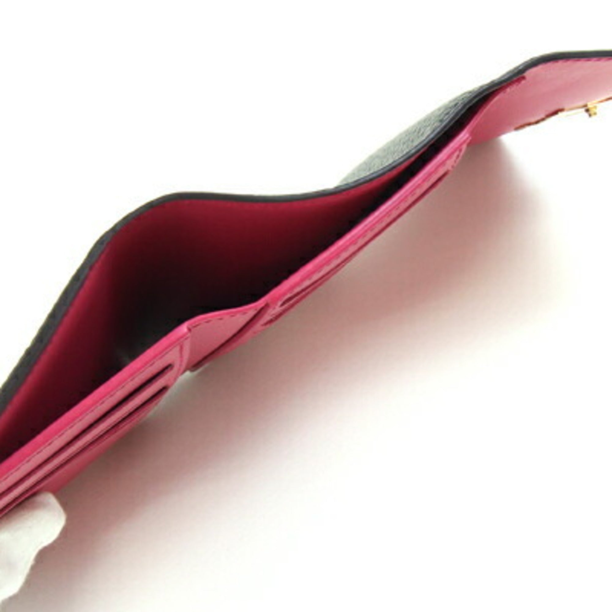 Louis Vuitton Bicolor Hot Pink Noir Leather Wallet (Tri-Fold) (Pre-Owned)