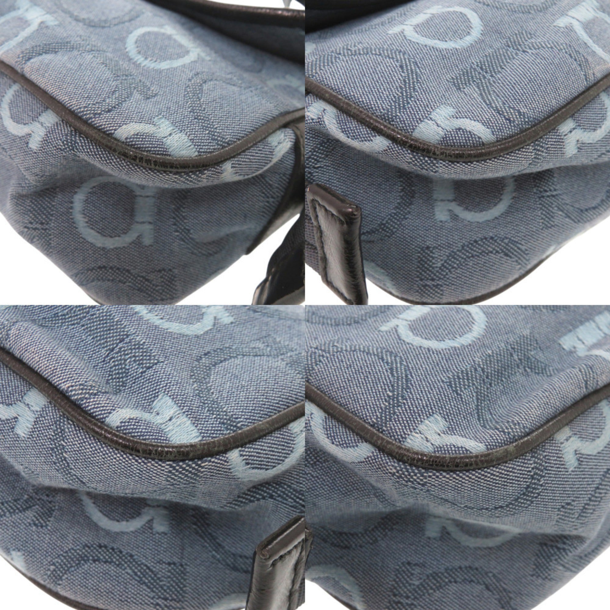 Salvatore Ferragamo Blue Canvas Leather Shoulder Bag (Pre-Owned)