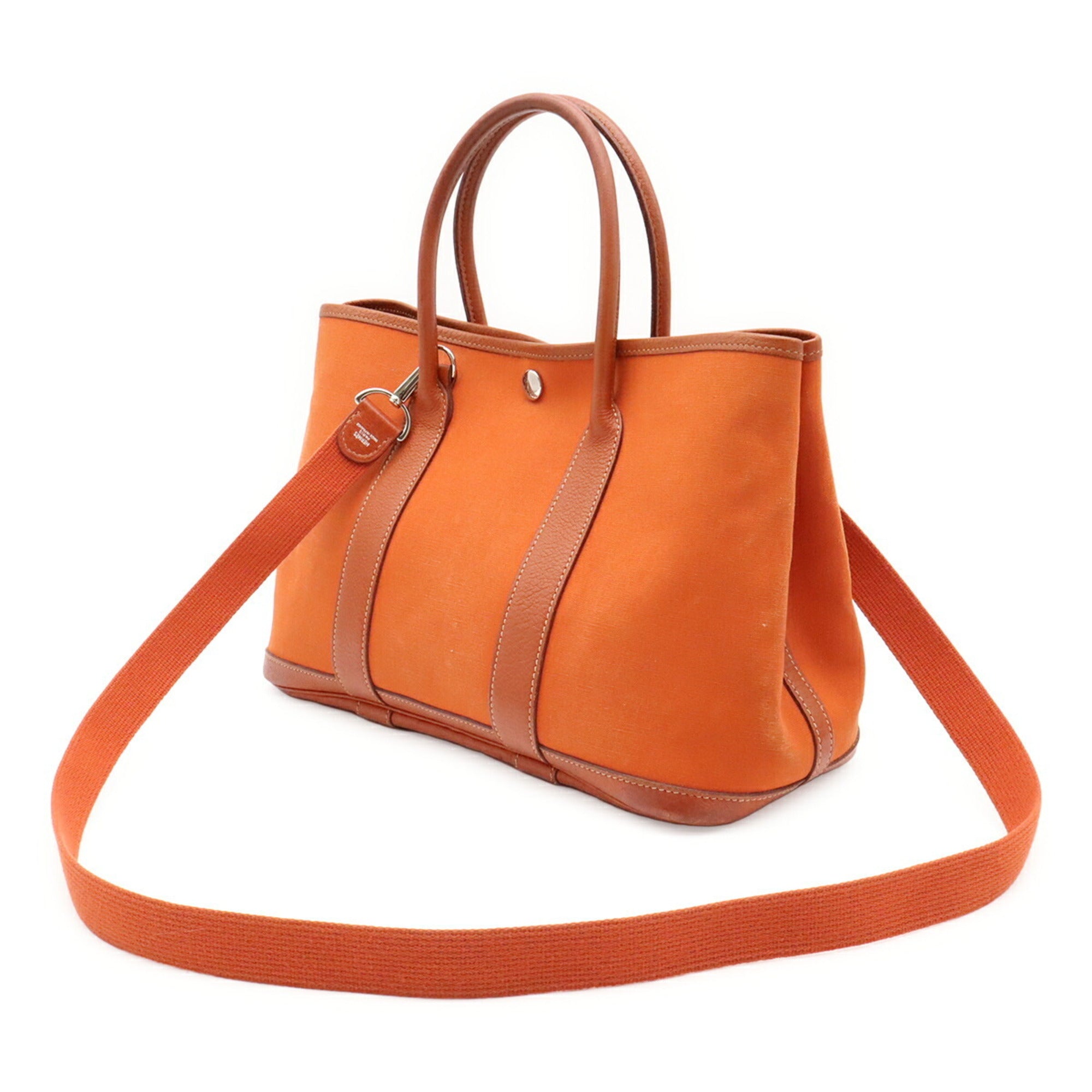 Hermes Orange Toile Officier Handbag Shoulder Bag Tote Bag (Pre-Owned)