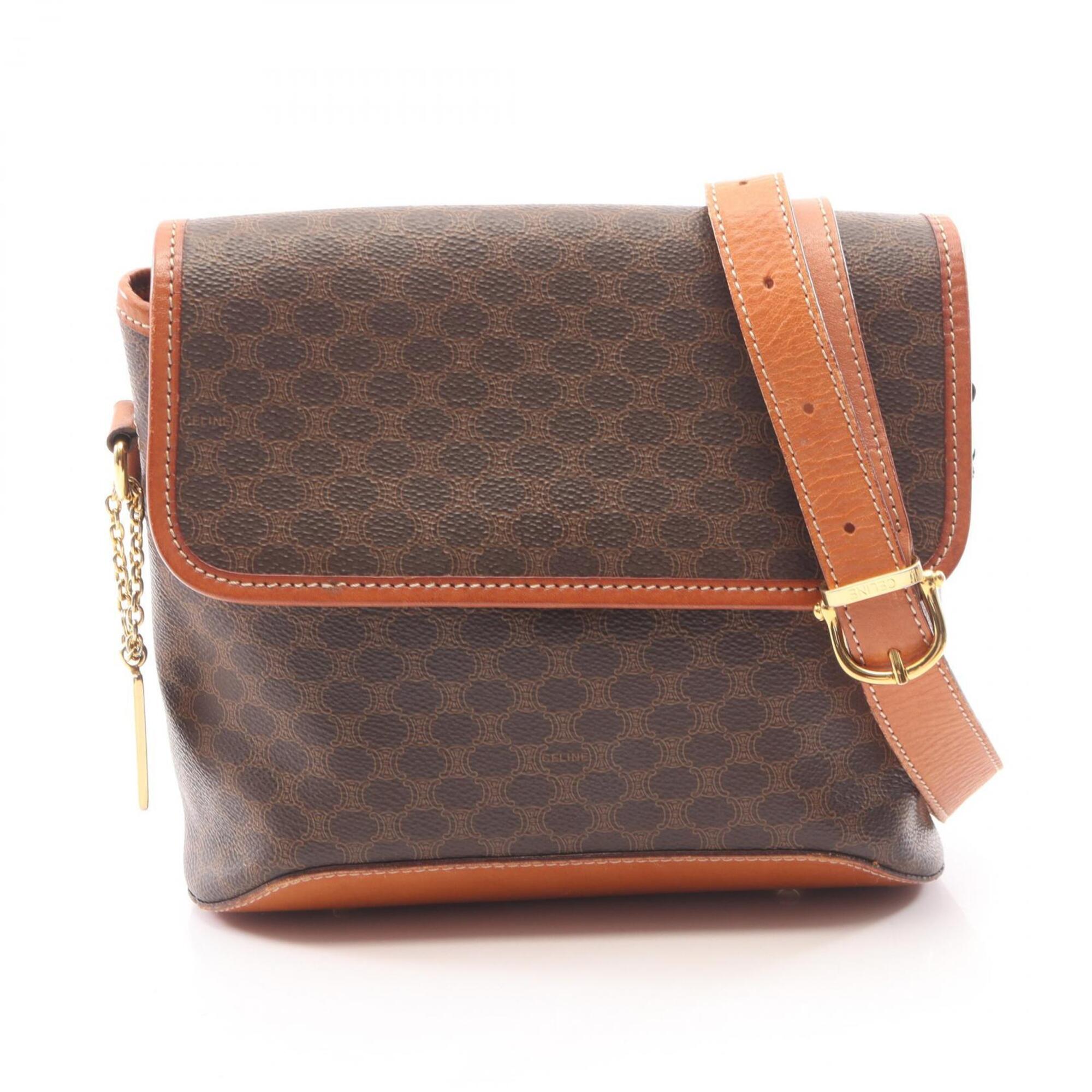 Celine Macadam Brown Coated Canvas Handbag Shoulder Bag (Pre-Owned)