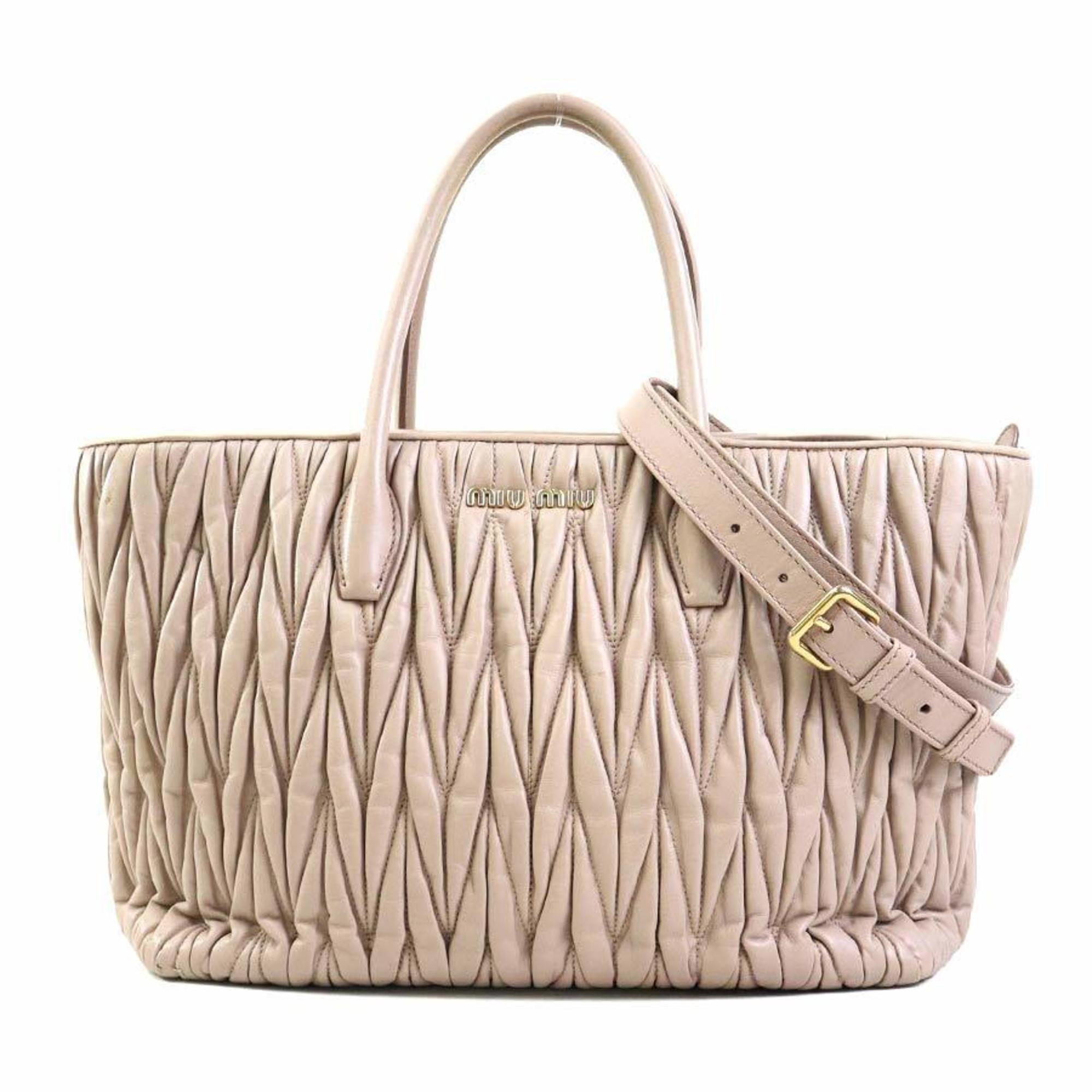 Miu Miu Pink Beige Leather Handbag Shoulder Bag (Pre-Owned)