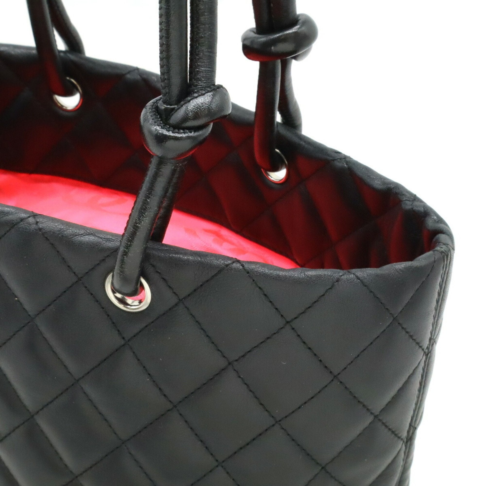 Chanel Black White Leather Shoulder Bag Tote Bag (Pre-Owned)