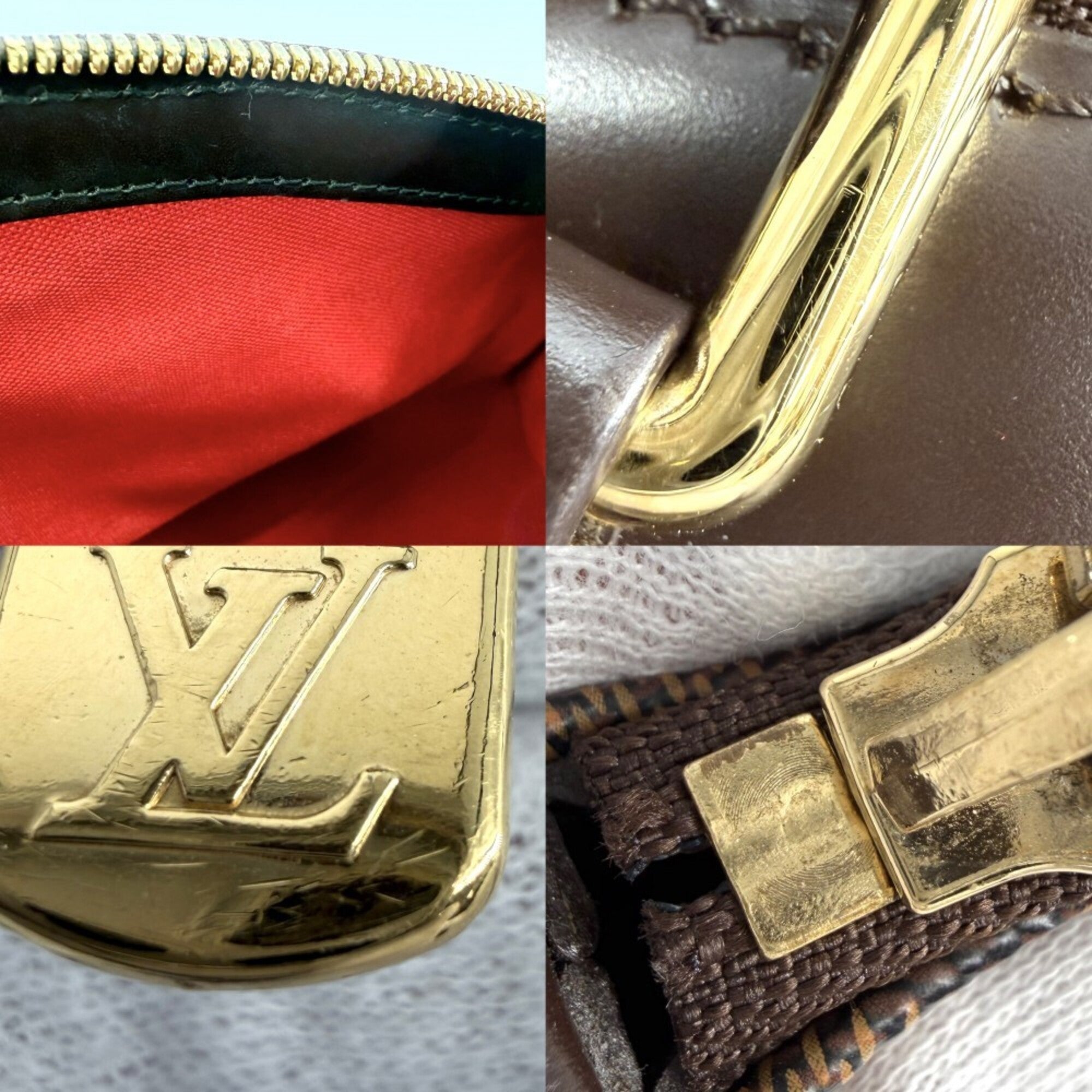 Louis Vuitton Brown White Damier Canvas Handbag (Pre-Owned)