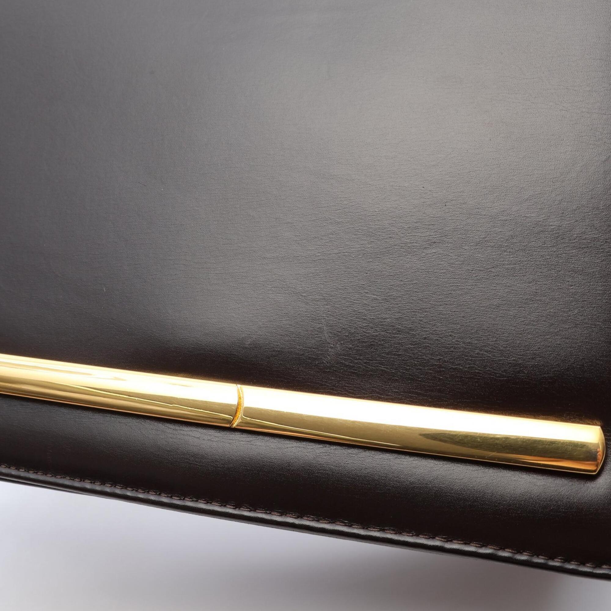 Christian Dior Brown Leather Handbag Pouch Shoulder Bag (Pre-Owned)