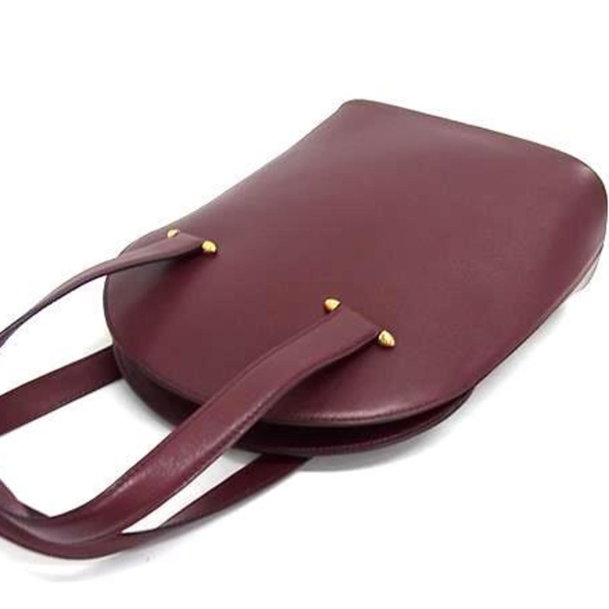 Cartier Bordeaux Leather Handbag Shoulder Bag Tote Bag (Pre-Owned)