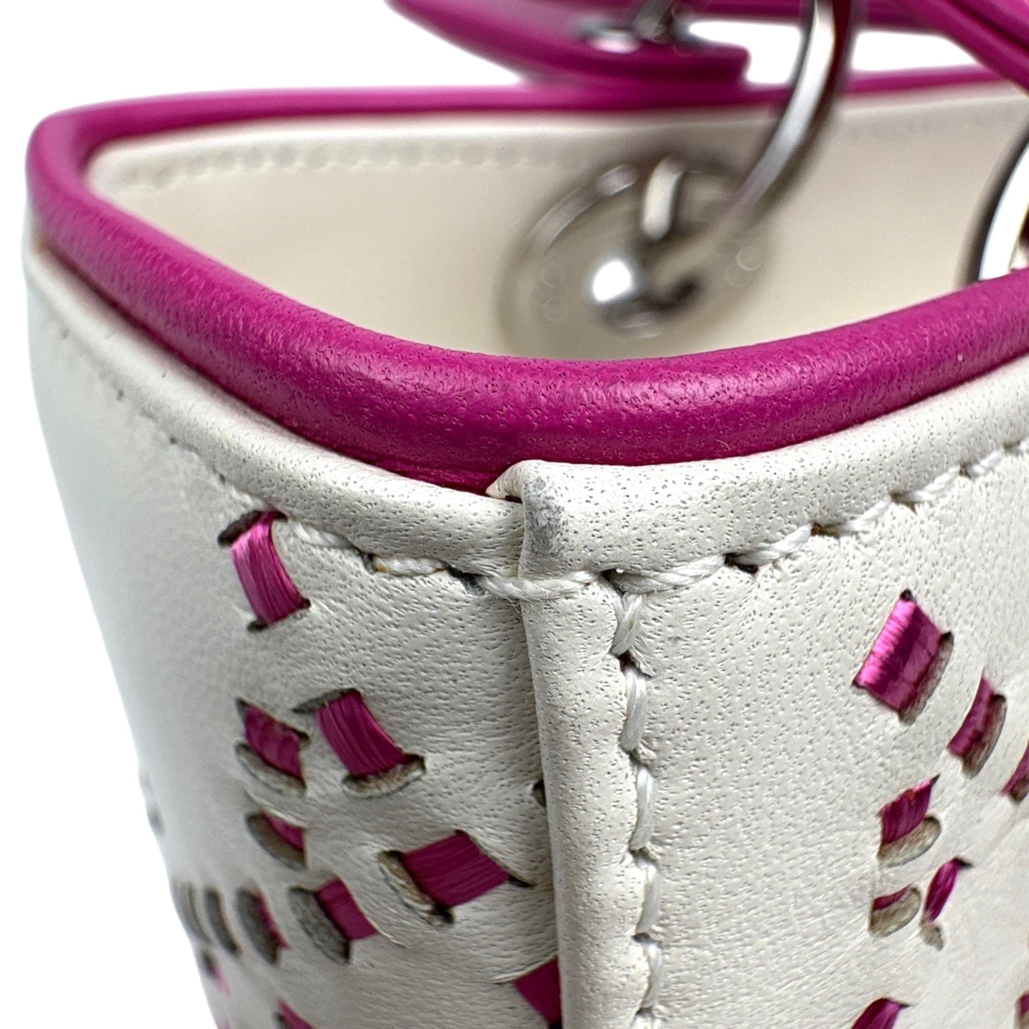 Christian Dior Pink White Leather Handbag (Pre-Owned)