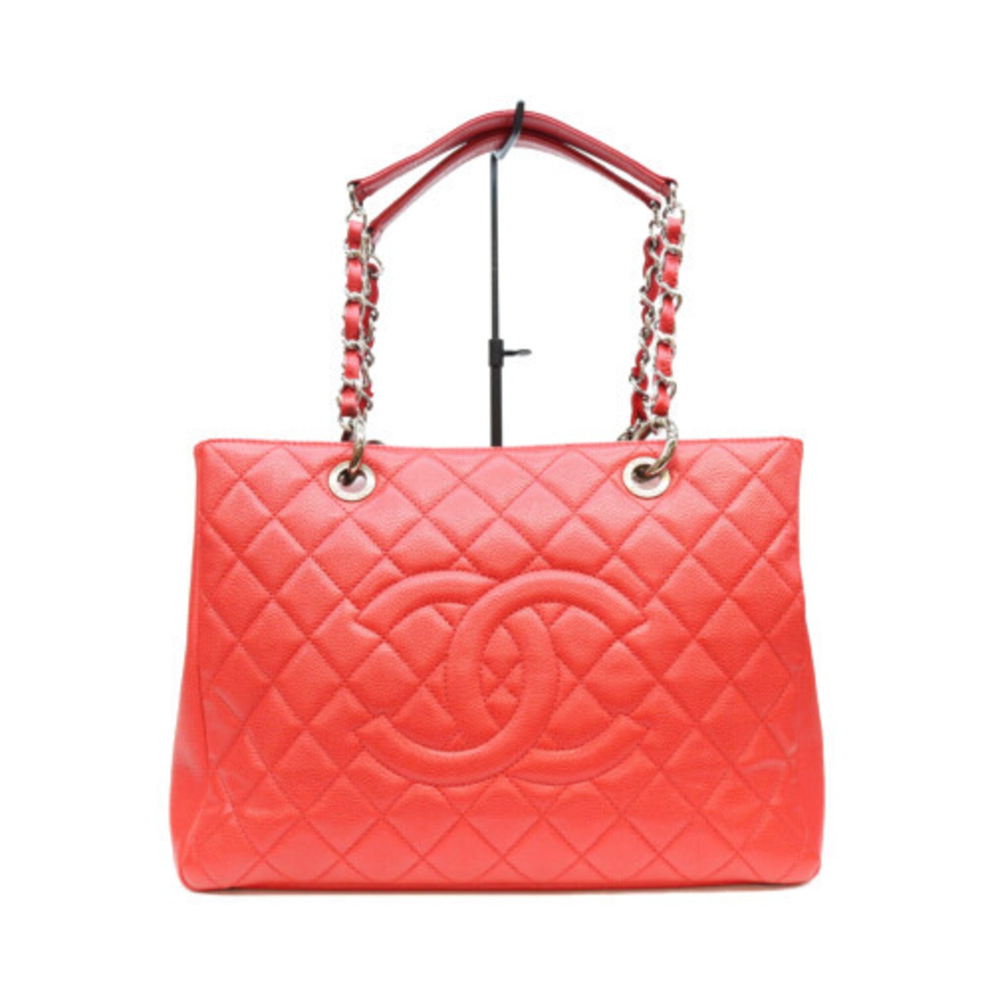Chanel Red Color Grained Calfskin Tote Bag (Pre-Owned)