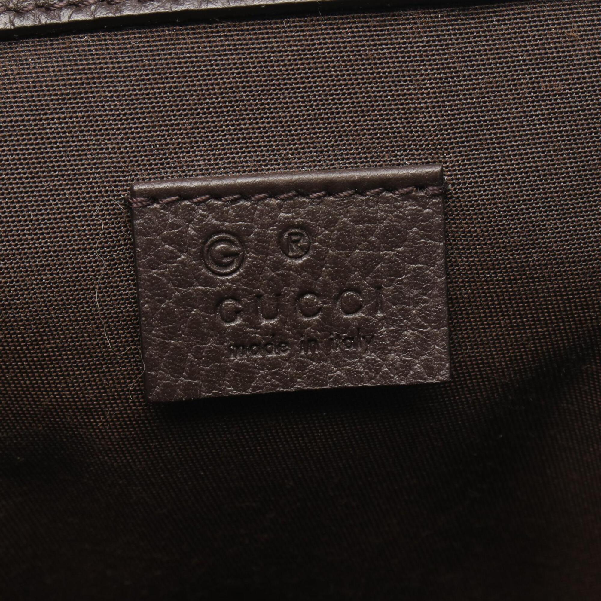 Gucci Beige Brown Canvas Leather Backpack Handbag (Pre-Owned)