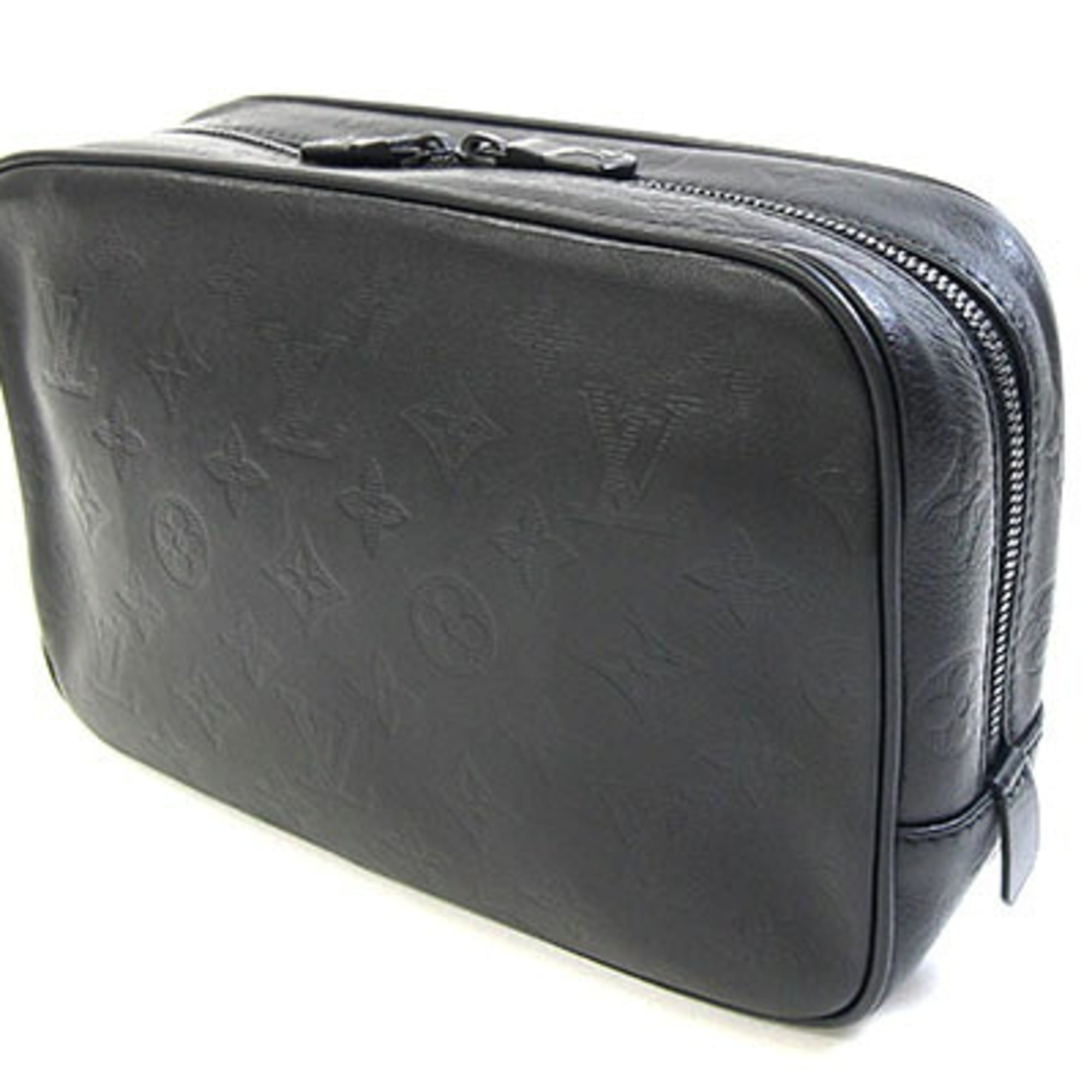 Louis Vuitton Black Monogram Shadow Leather Clutch Bag Handbag Pouch (Pre-Owned)