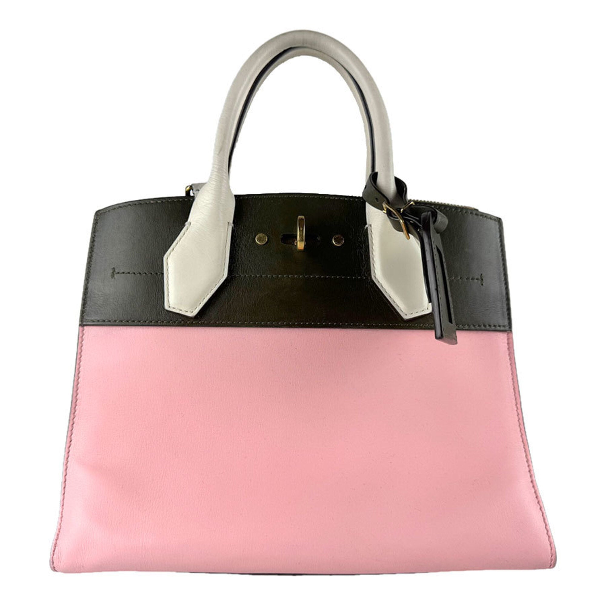 Louis Vuitton Khaki Pink White Leather Handbag Shoulder Bag (Pre-Owned)
