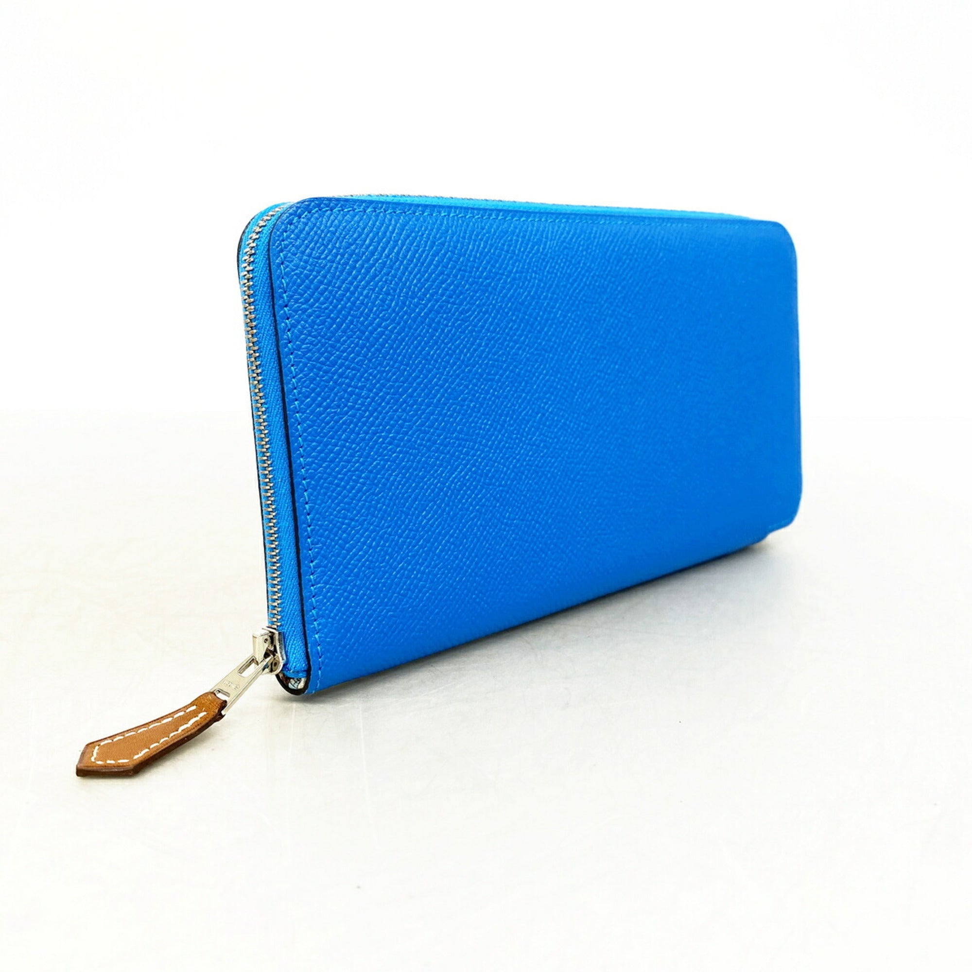 Hermes Blue Epsom Leather Leather Long Wallet (Bi-Fold) (Pre-Owned)