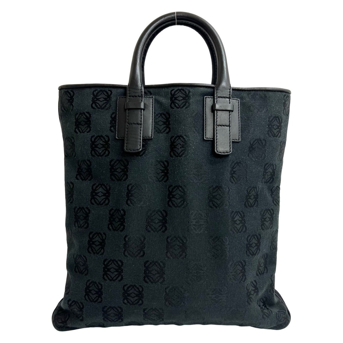 Loewe Black Canvas Leather Handbag Tote Bag (Pre-Owned)