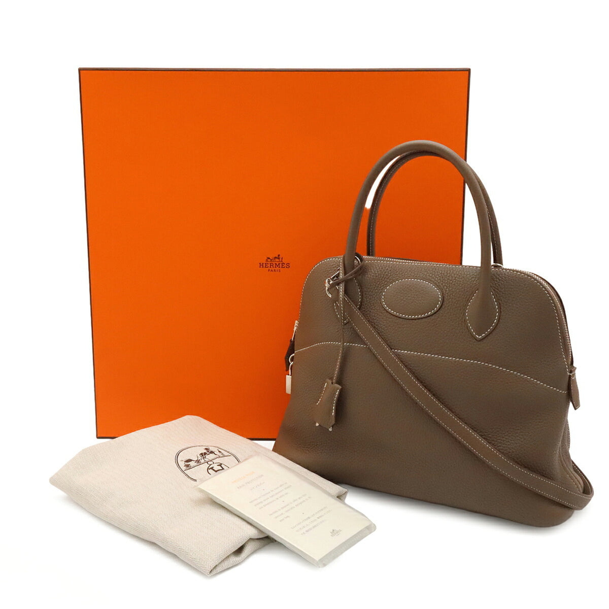 Hermes Etoupe Gray Taurillon Clemence Leather Handbag Shoulder Bag (Pre-Owned)