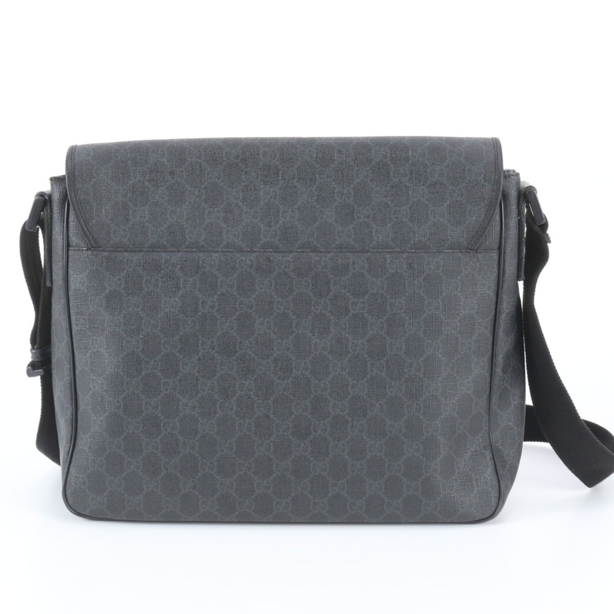 Gucci Black Leather Coated Canvas Messenger Bag Shoulder Bag Tote Bag (Pre-Owned)