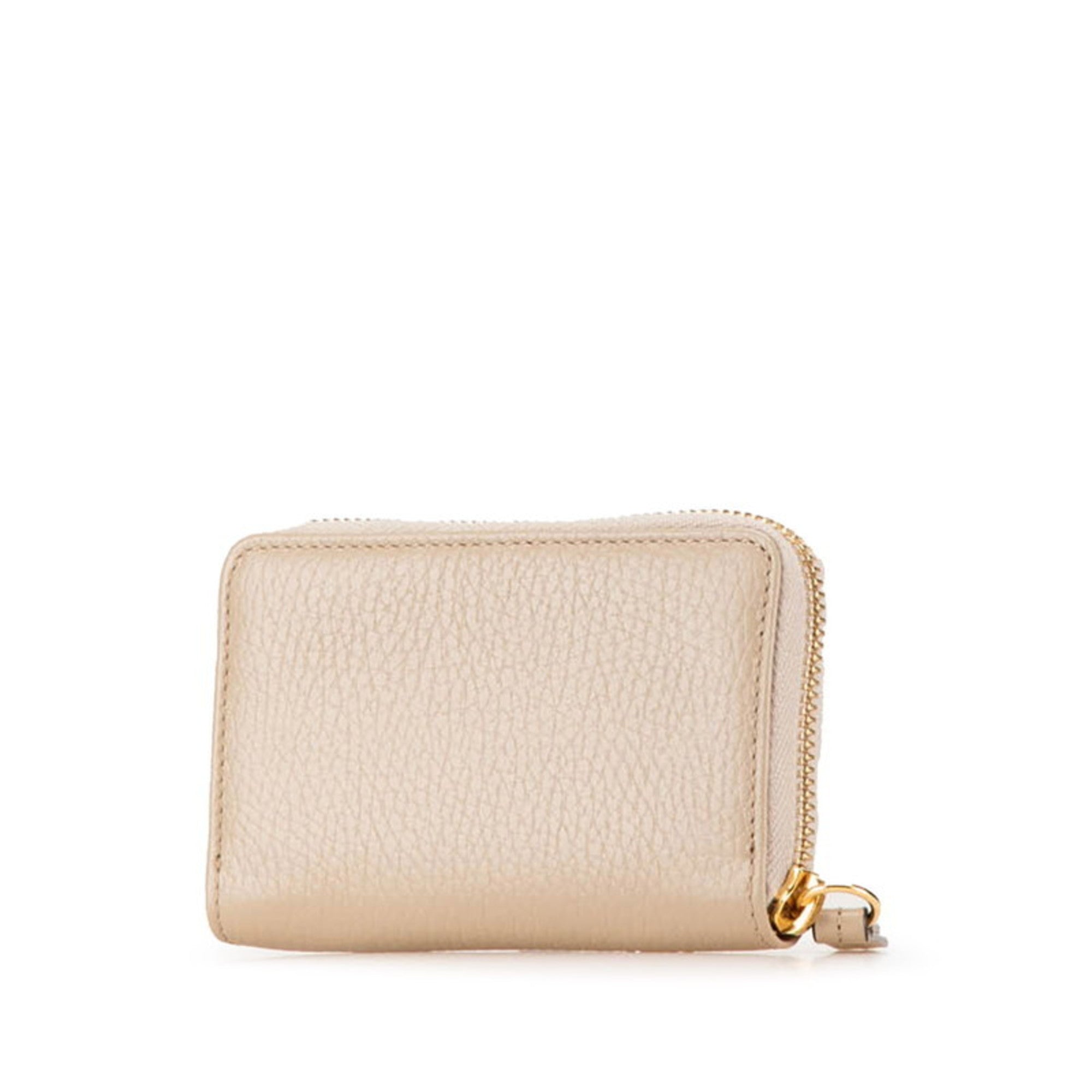 Gucci Gold Beige Leather Coin Purse/Coin Case (Pre-Owned)