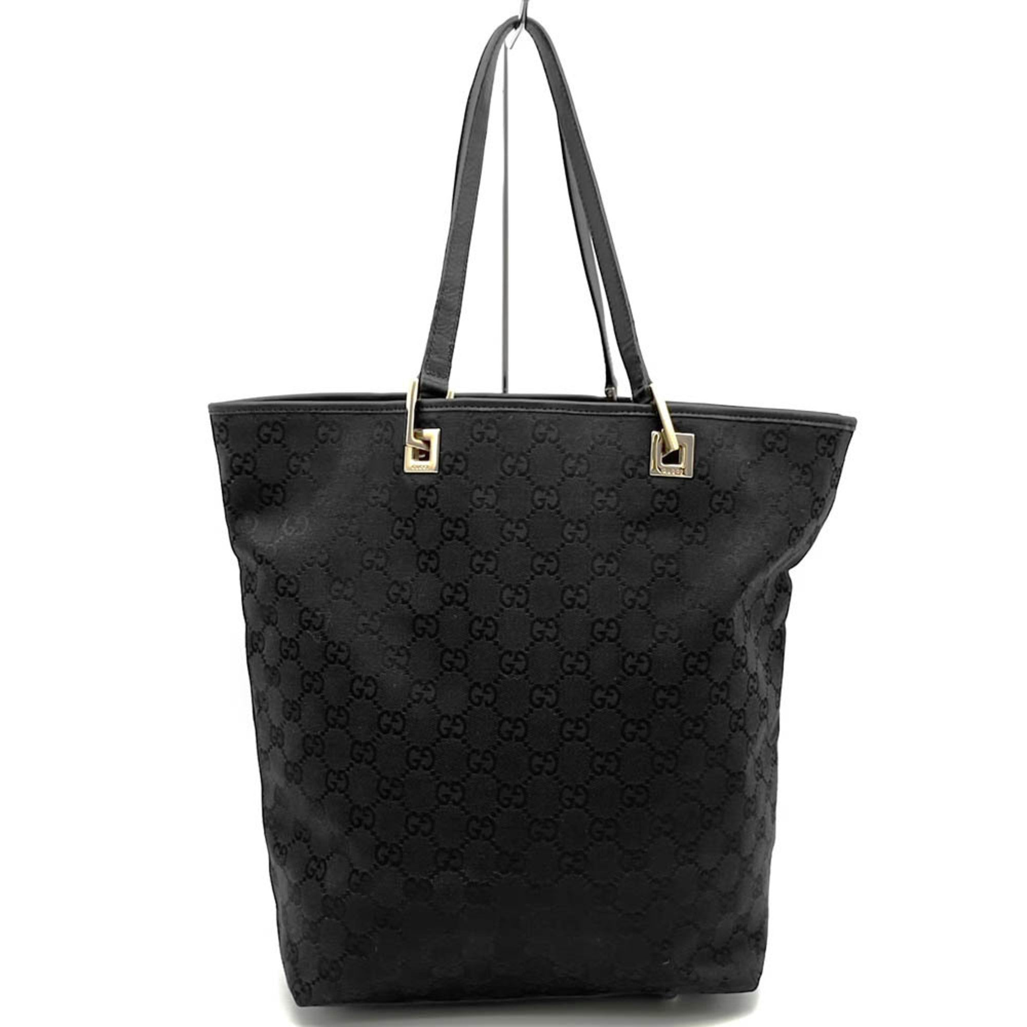 Gucci Black Gg Canvas Handbag Shoulder Bag Tote Bag (Pre-Owned)