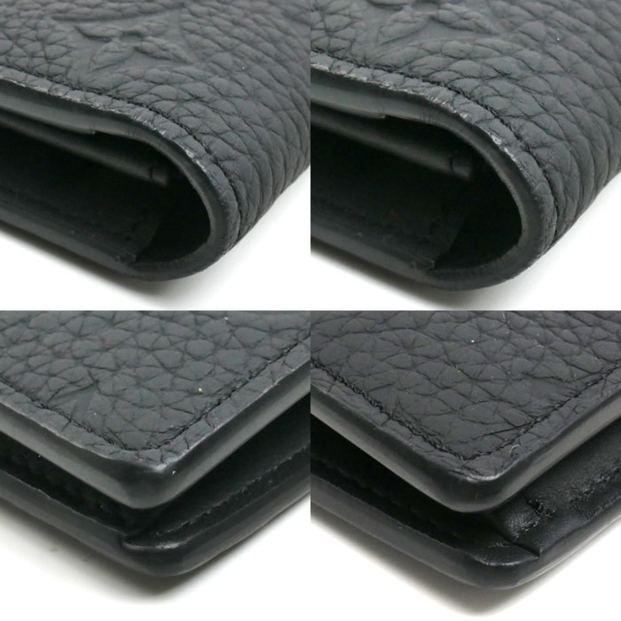 Louis Vuitton Noir Leather Long Wallet (Bi-Fold) (Pre-Owned)