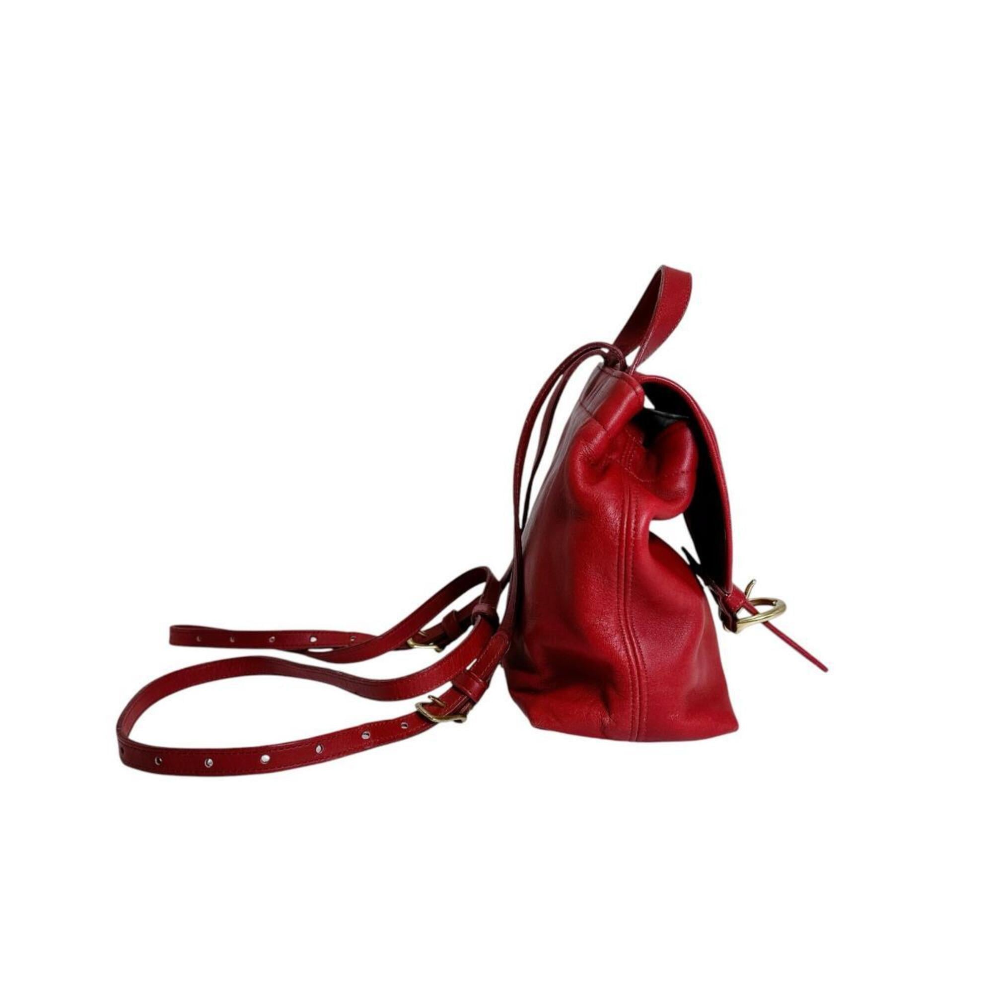 Coach Red Color Leather Backpack (Pre-Owned)