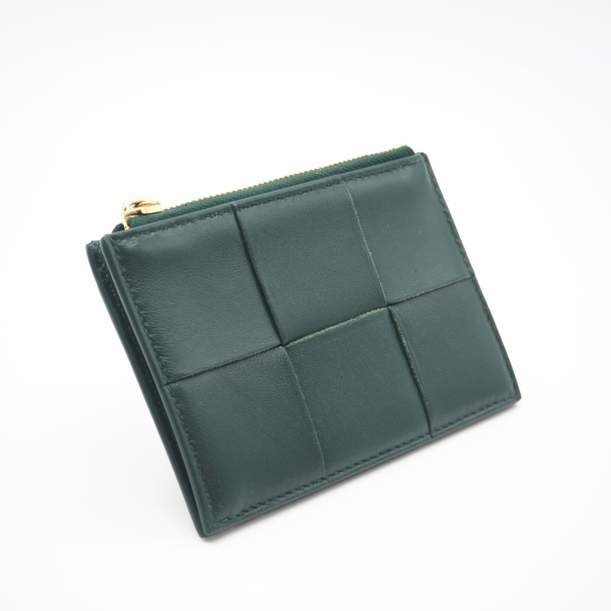 Bottega Veneta Emerald Green Green Leather Card Wallet (Pre-Owned)