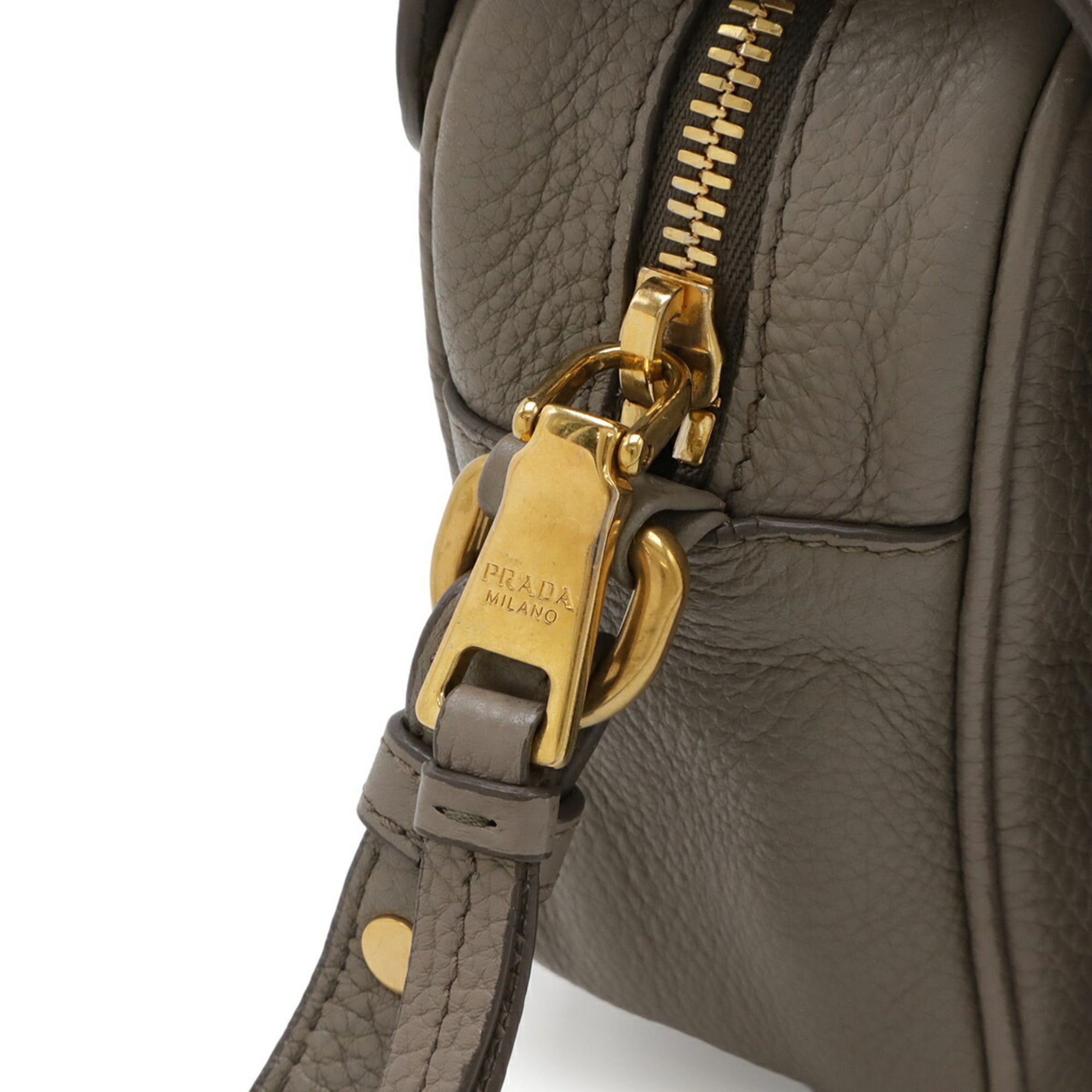 Prada Grayish Leather Pochette Shoulder Bag (Pre-Owned)