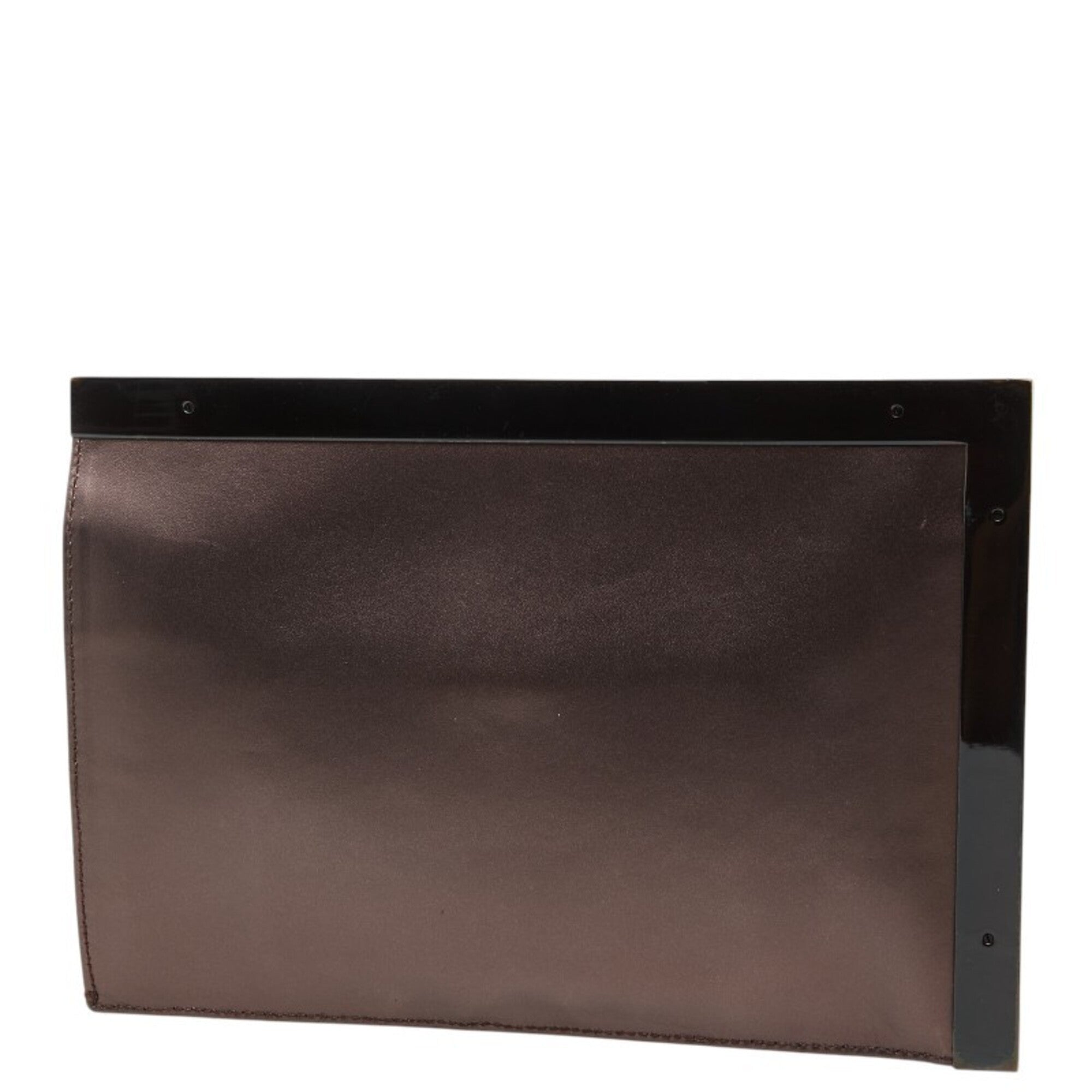 Gucci Brown Leather Metal Clutch Bag Pouch (Pre-Owned)